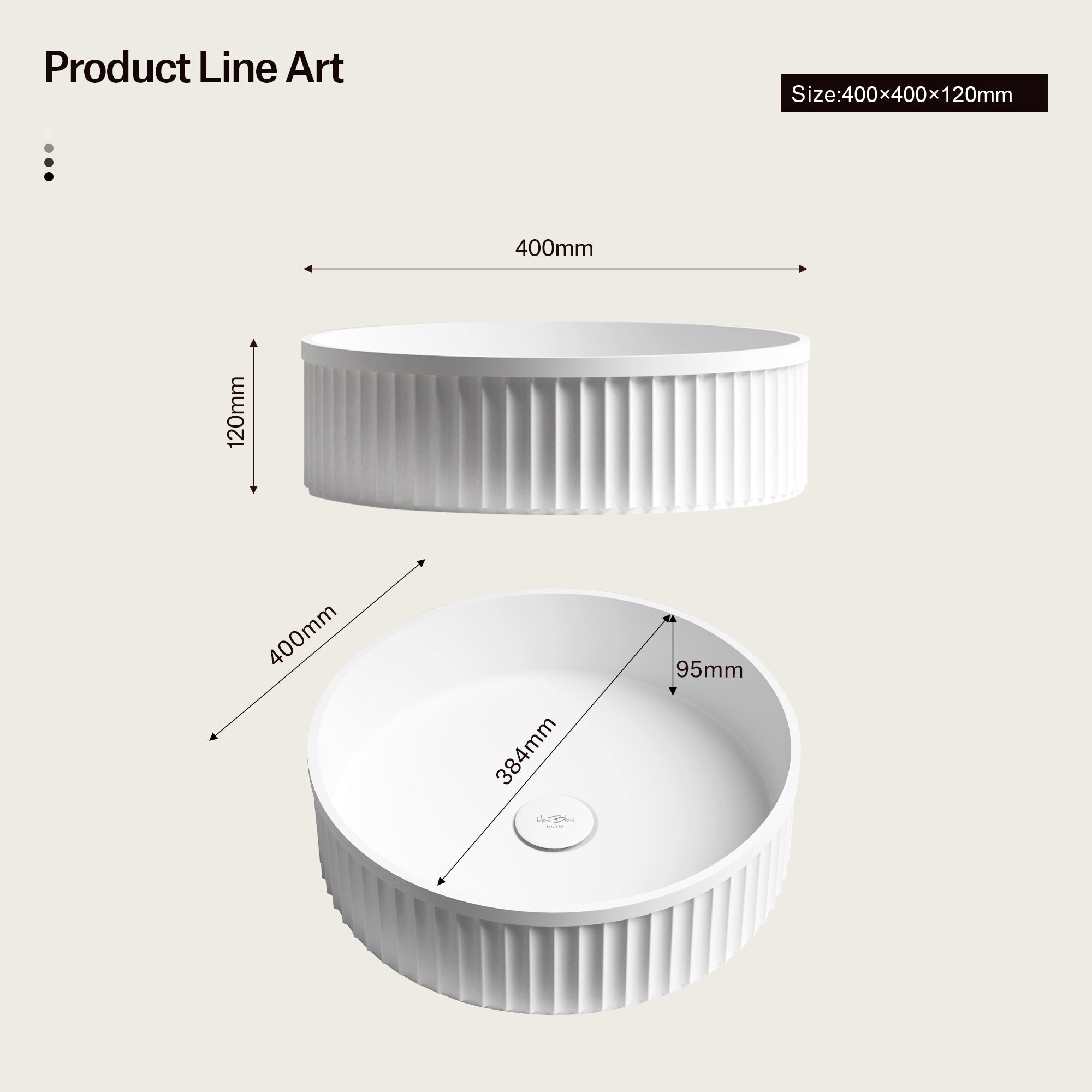 MonBlari TW-A8129 Waschbecken aus Solidsurface