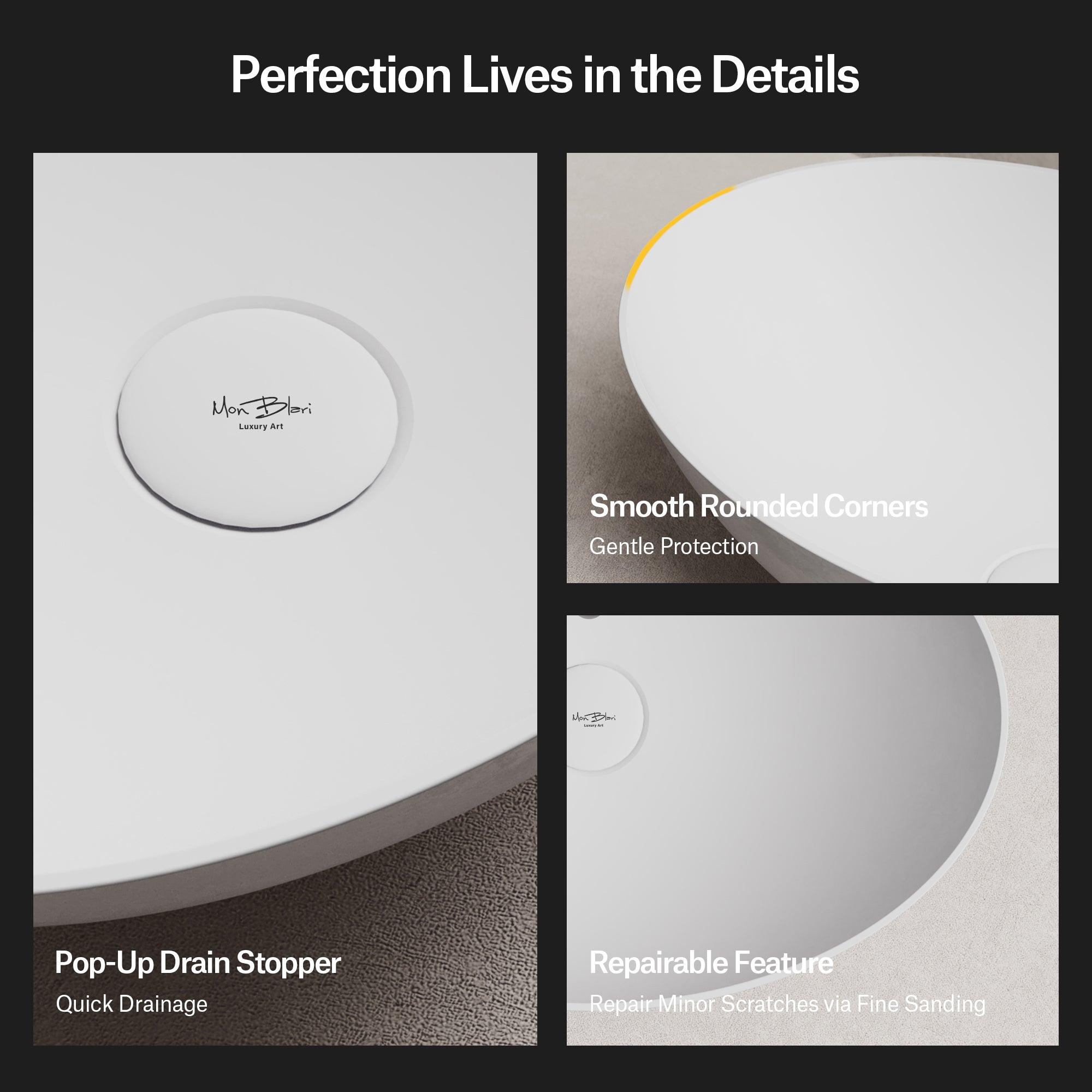 MonBlari XA-A72 Mineralwerkstoff-Waschbecken