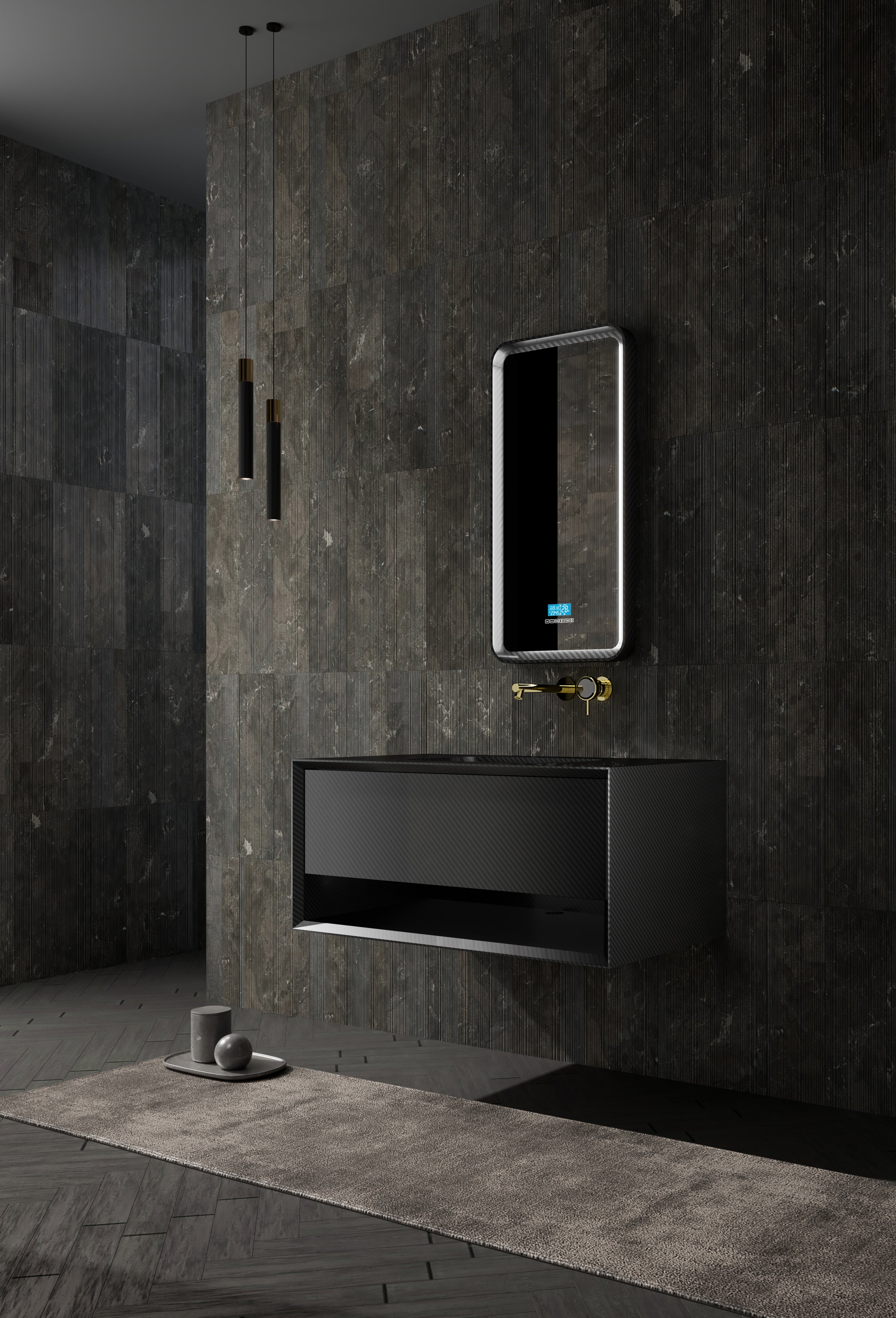 MonBlari MC-V9960 Carbon Fiber Vanity Units with Mirror-1000mm
