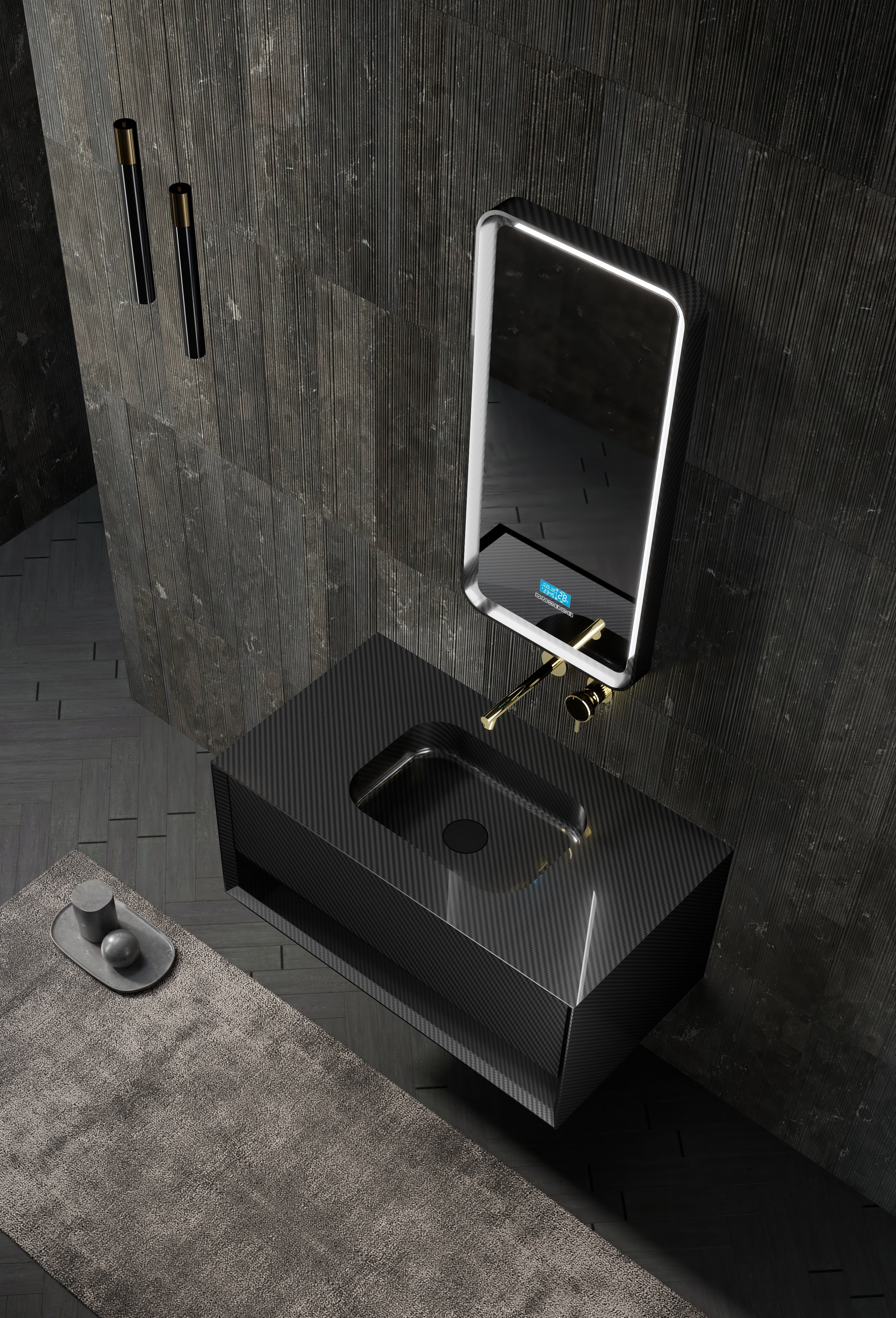 MonBlari MC-V9960 Carbon Fiber Vanity Units with Mirror-1000mm