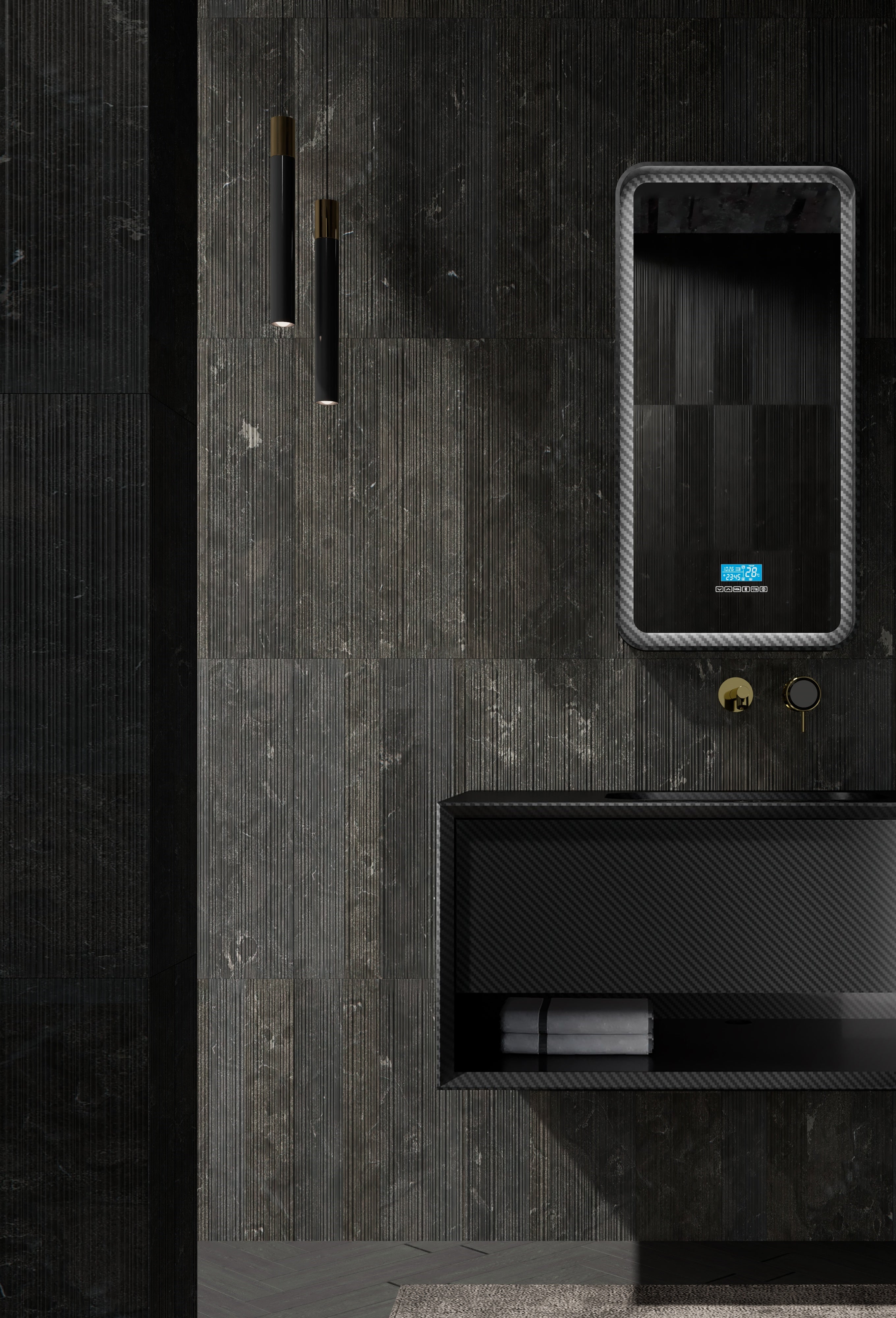 MonBlari MC-V9960 Carbon Fiber Vanity Units with Mirror-1000mm