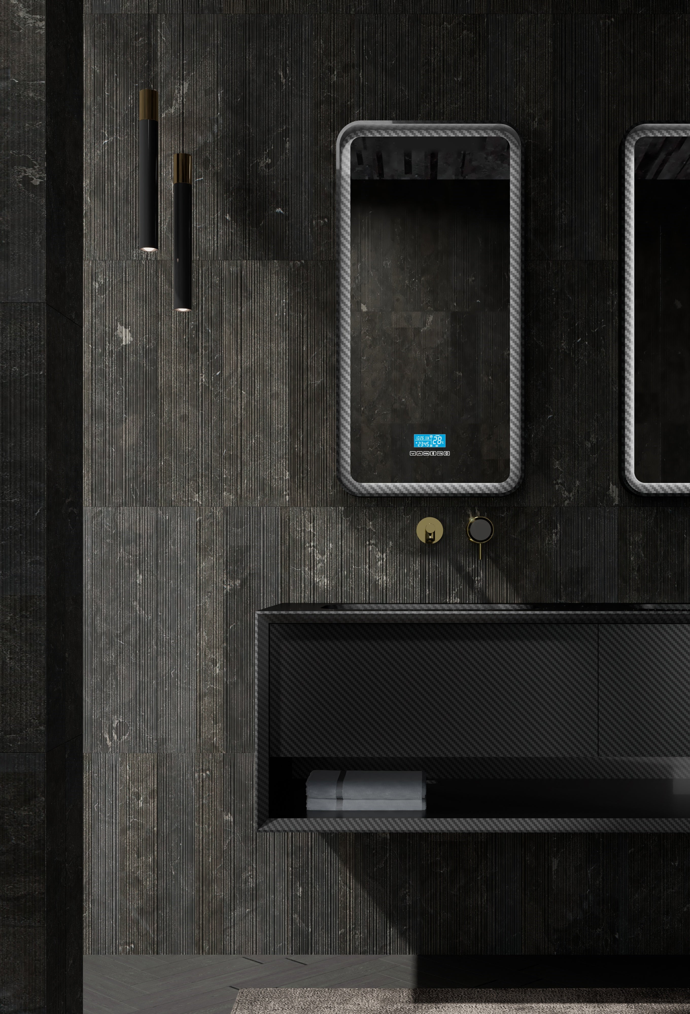 MonBlari MC-V9970 Carbon Fiber Vanity Unit with Mirror-1600mm