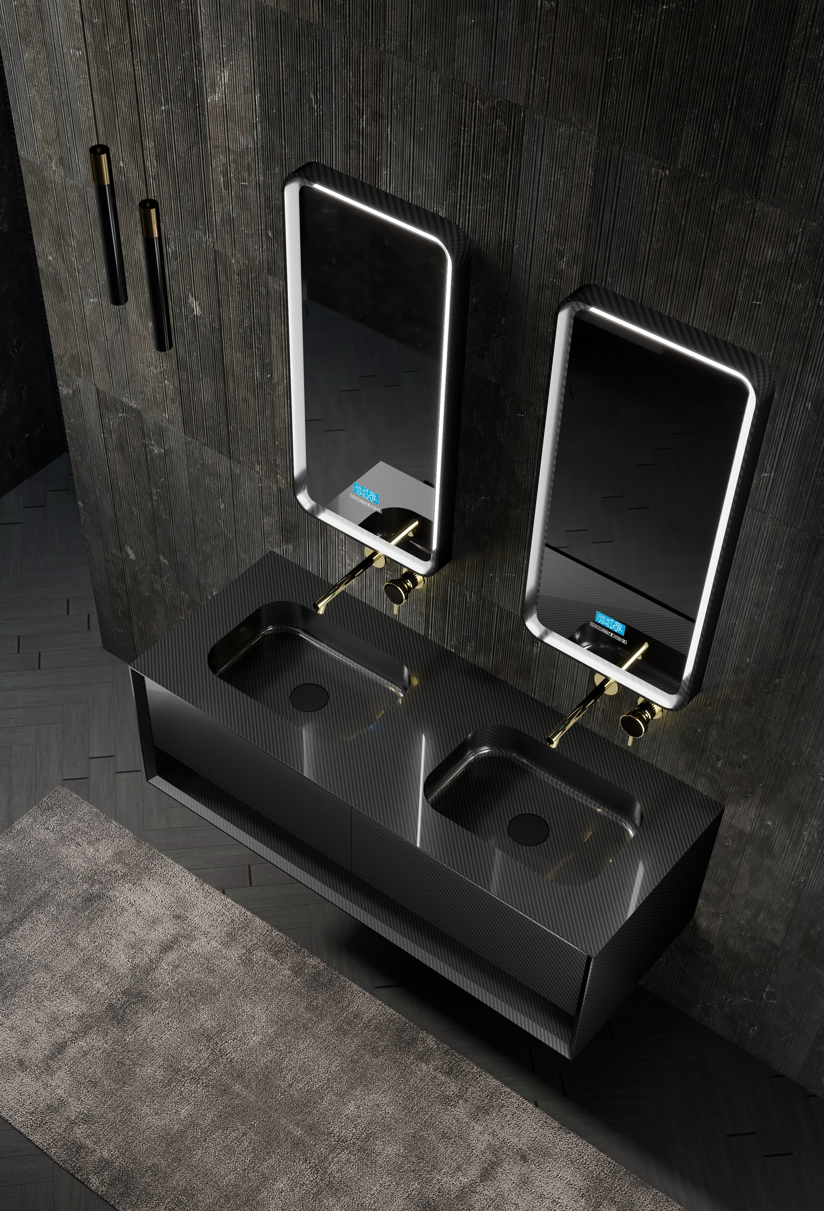 MonBlari MC-V9970 Carbon Fiber Vanity Unit with Mirror-1600mm