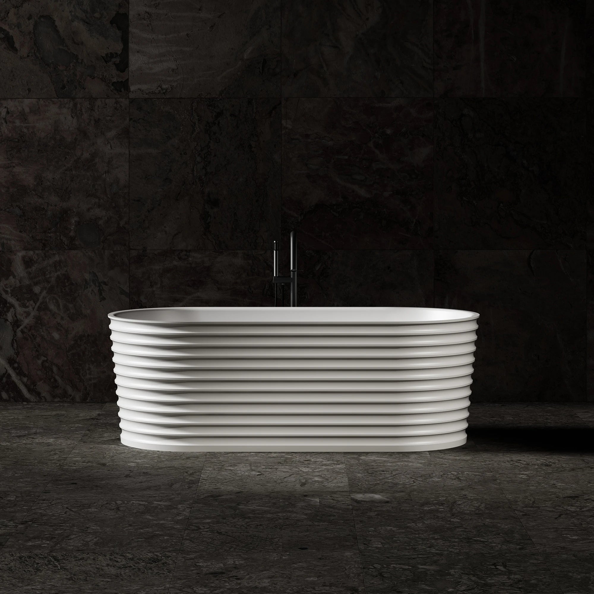 MR-88801 Elliptical Solid Surface freestanding Bath | MonBlari-FrontView