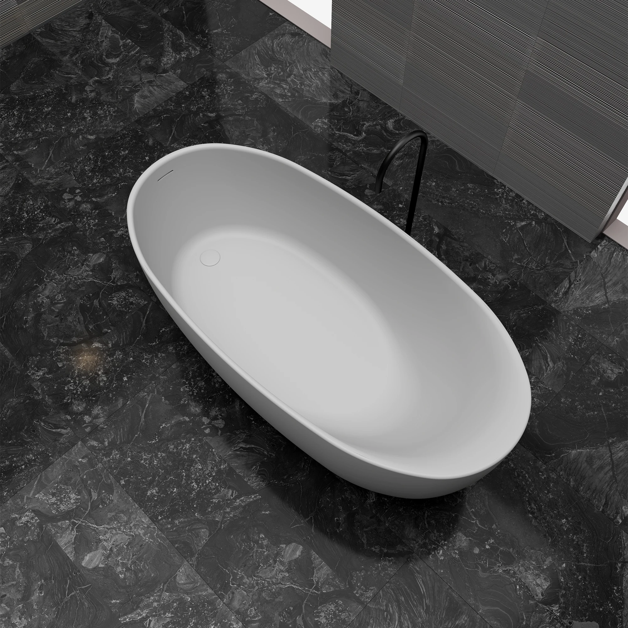 MR-88812Asymmetrical Oval Solid Surface Bath | MonBlari-RightTopView
