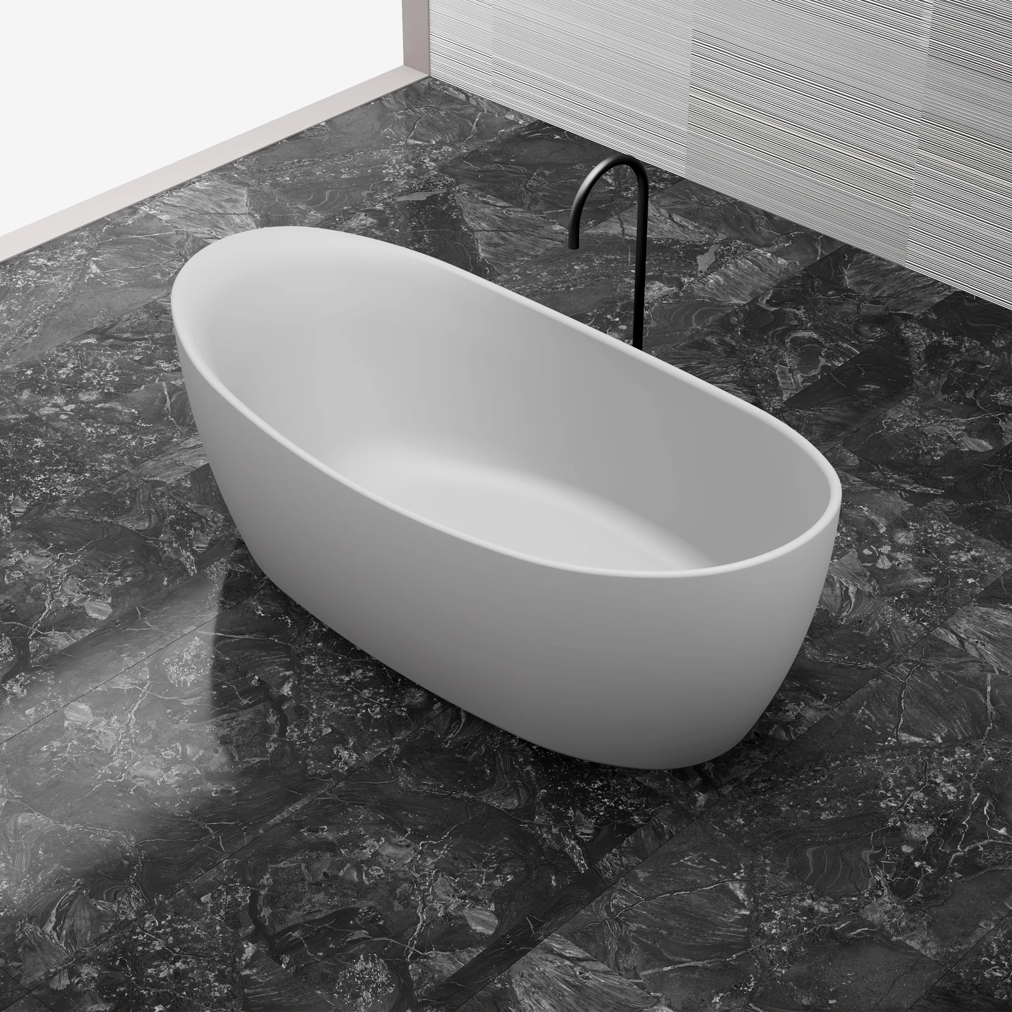 MR-88813 Curved Solid Surface Bath | MonBlari-RightSideView