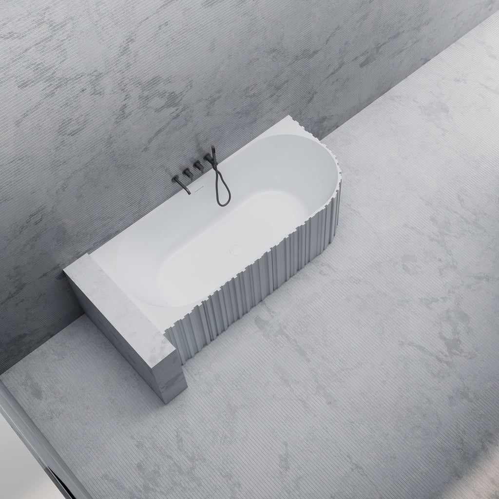 MR88853 Ovale Eckbadewanne mit Riffelung | MonBlari