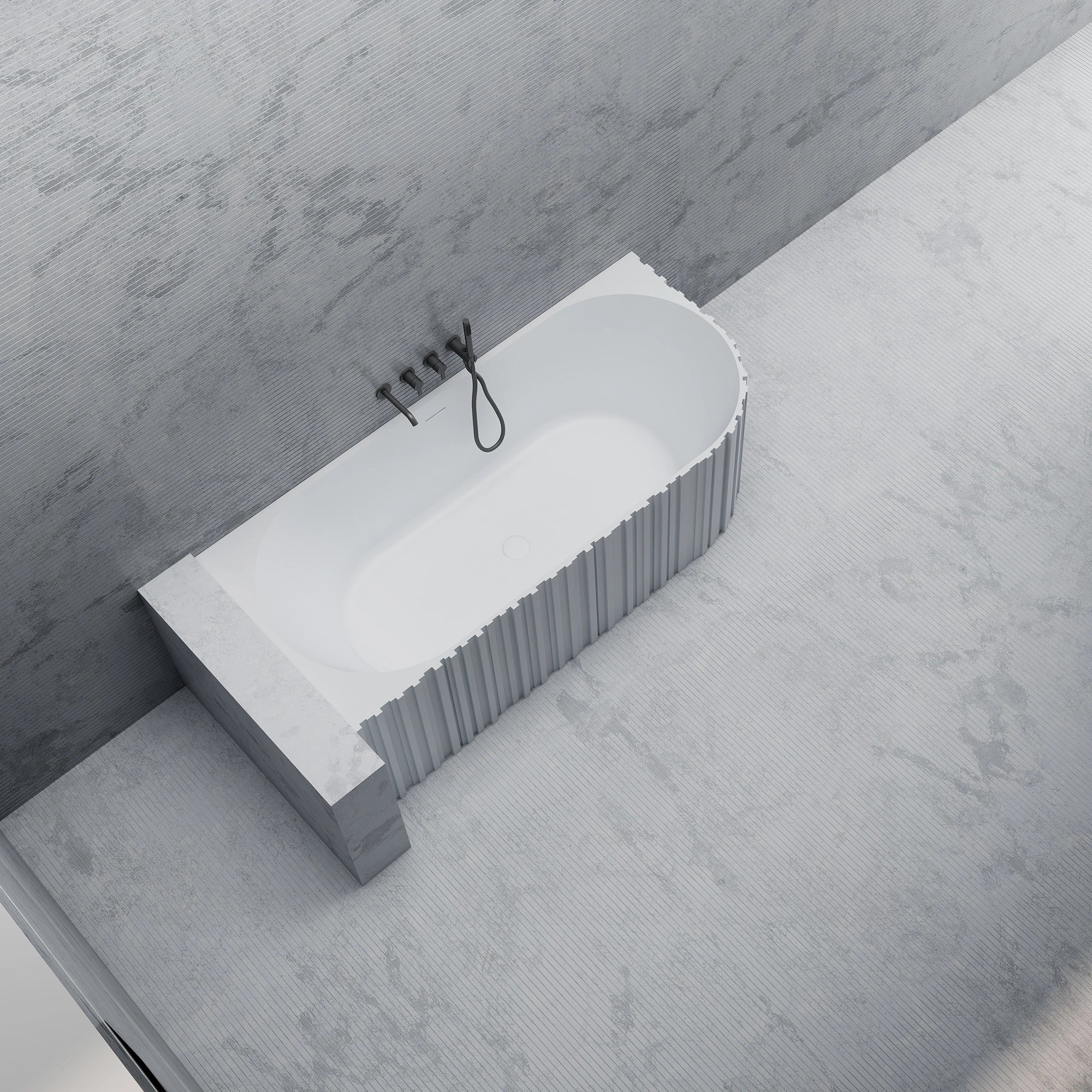 MR88853 Geriffelte ovale Eckbadewanne | MonBlari