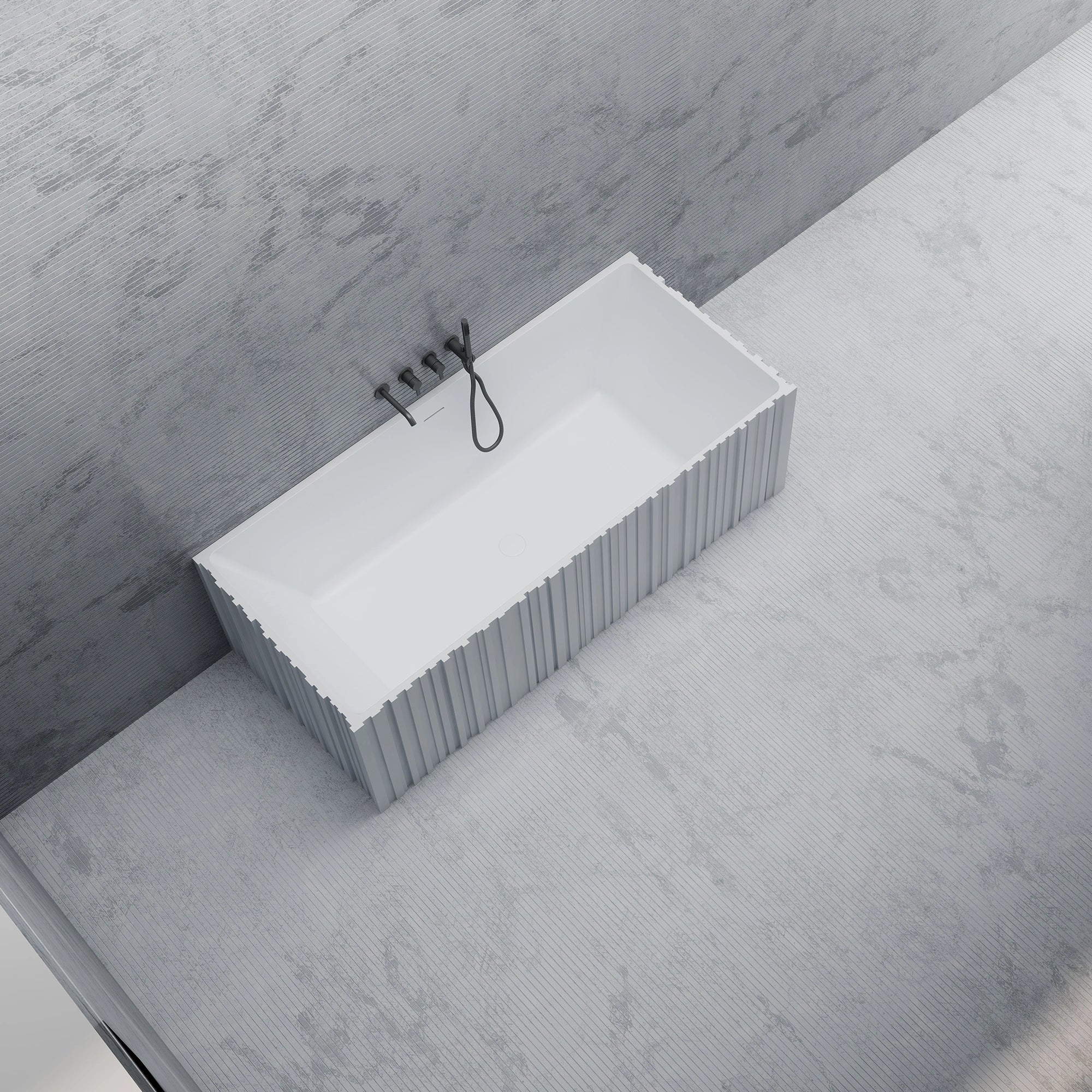 MR88855 Geriffelte rechteckige Wandbadewanne | MonBlari