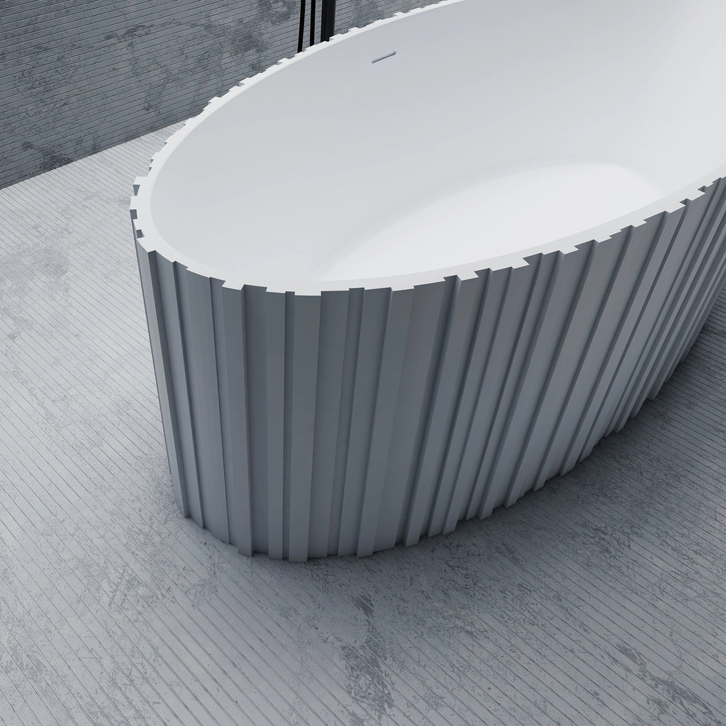 MR88857 Geriffelte, längliche, ovale freistehende Badewanne | MonBlari