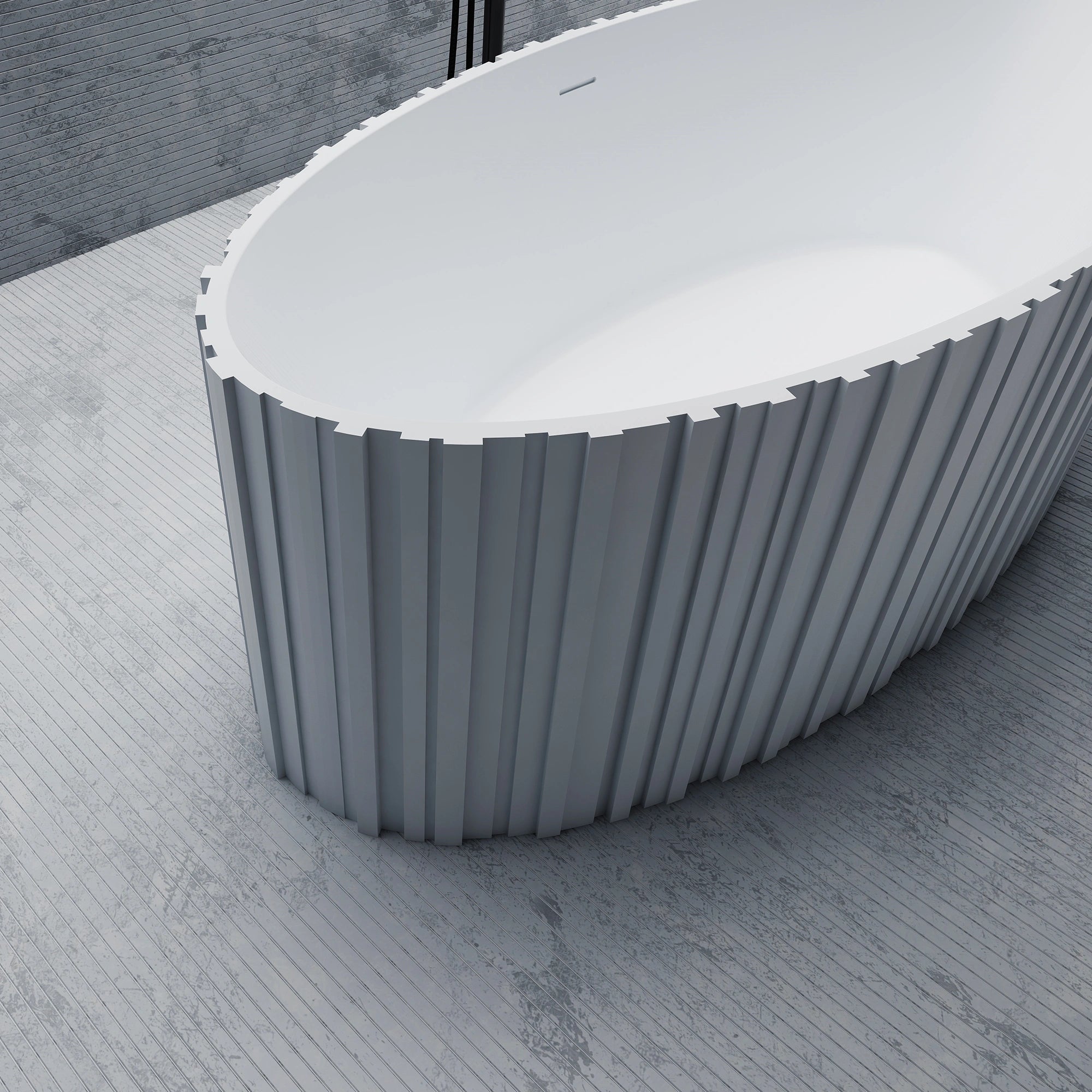 MR88857 Geriffelte, längliche, ovale freistehende Badewanne | MonBlari