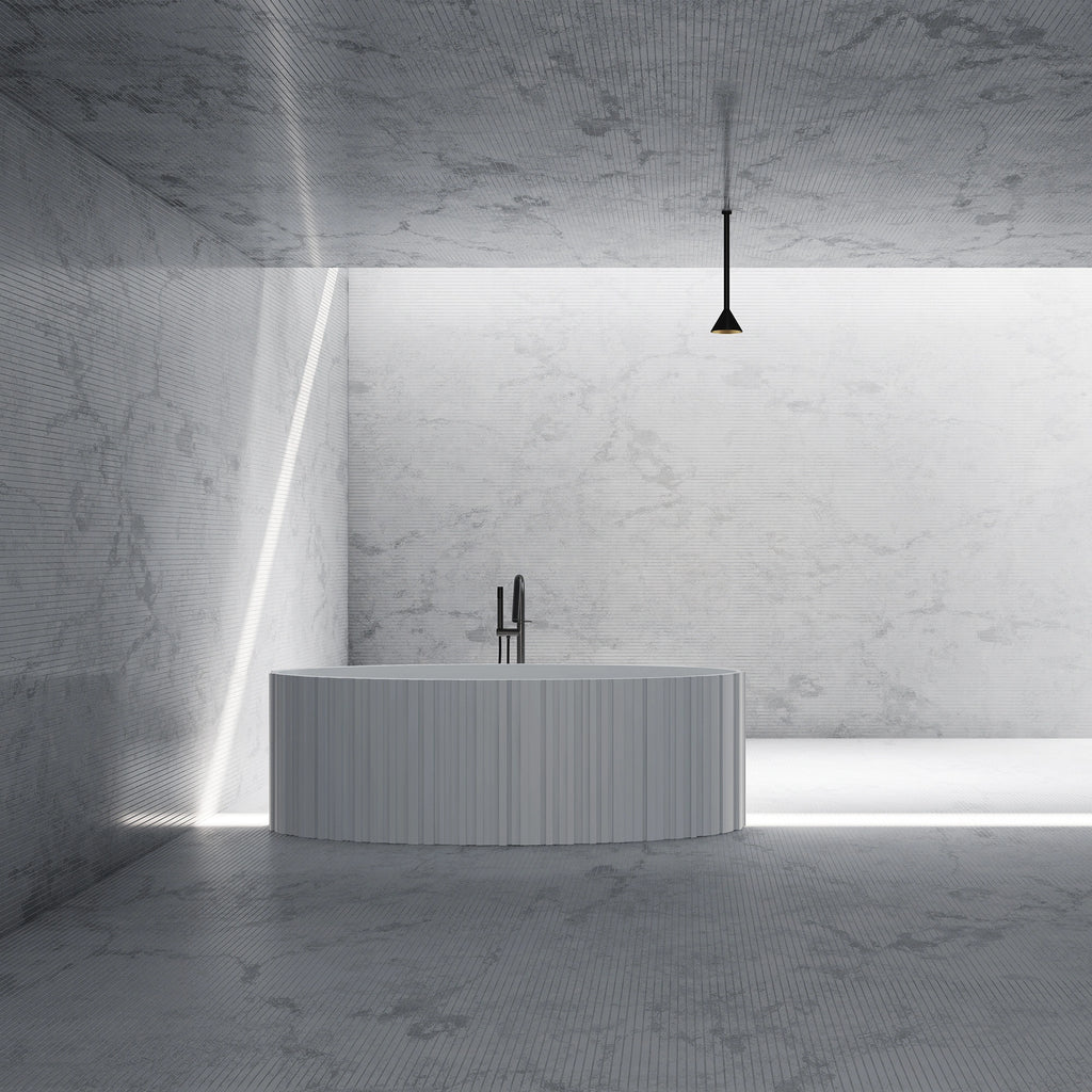 MR88857 Geriffelte, längliche, ovale freistehende Badewanne | MonBlari