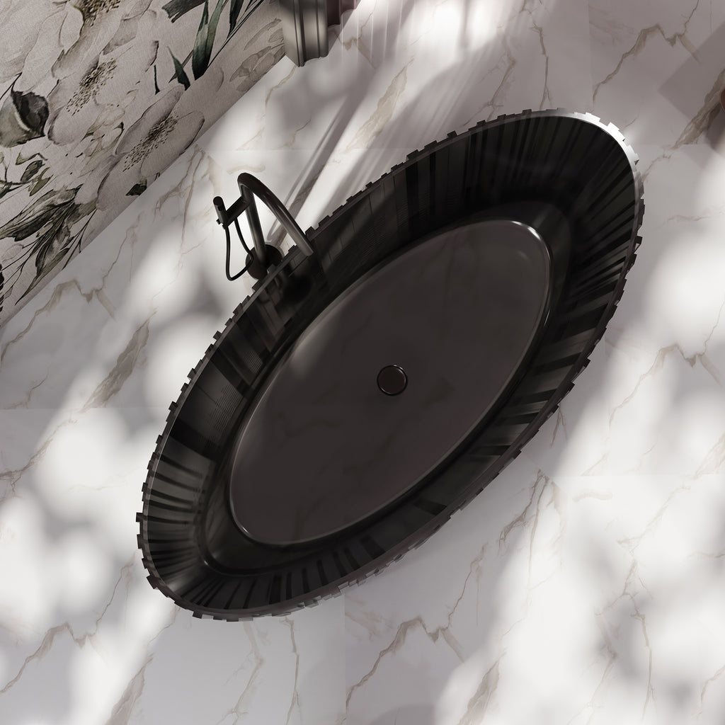 MRT88857 Geriffelte, längliche ovale Badewanne | MonBlari