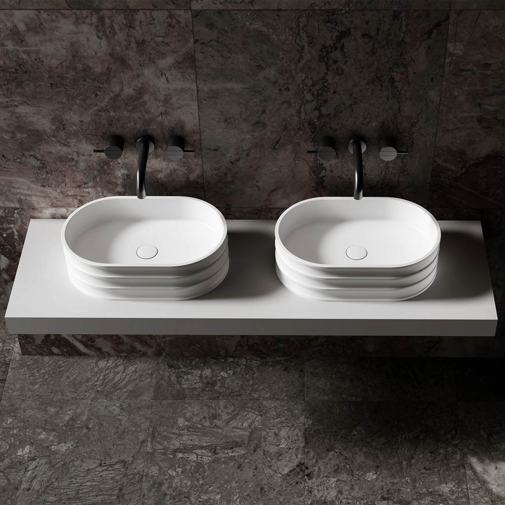 MR-A8801 Elliptical Solid Surface Countertop Basin | MonBlari-FrontTop