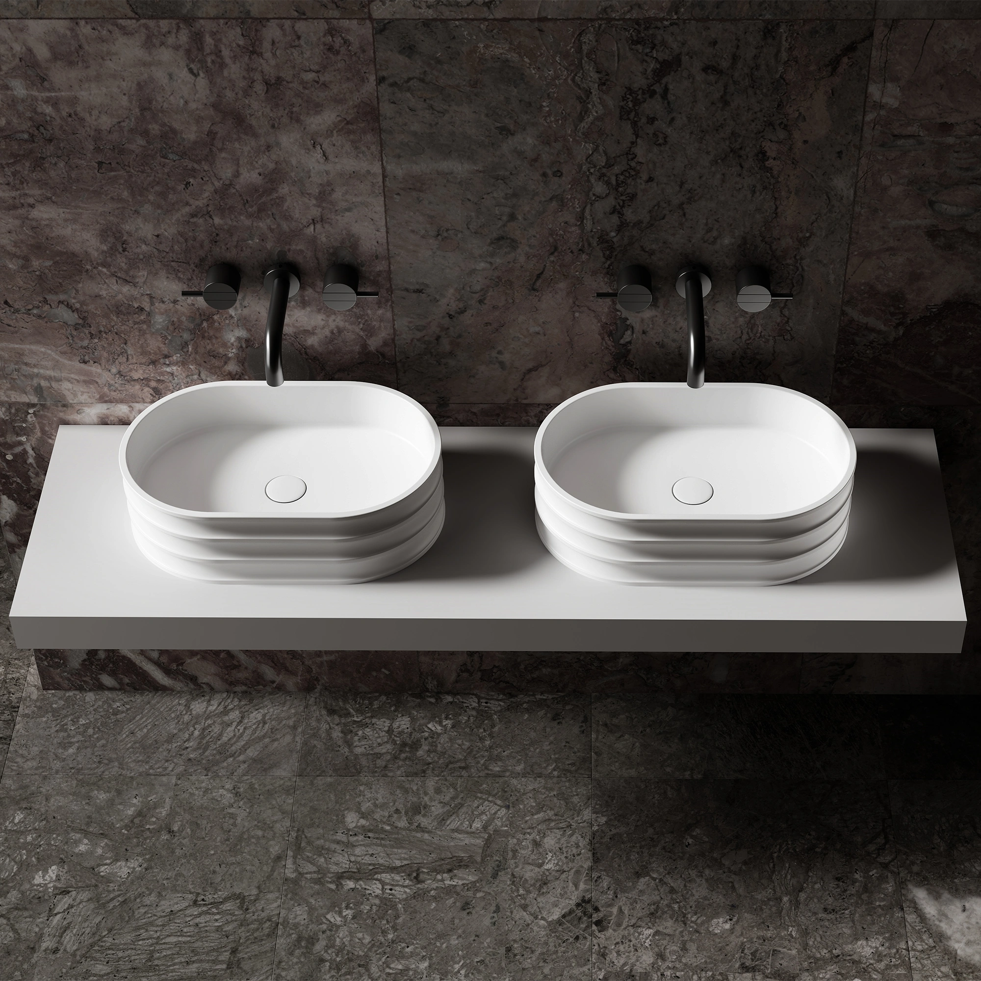 MR-A8801 Elliptical Solid Surface Countertop Basin | MonBlari-FrontTop