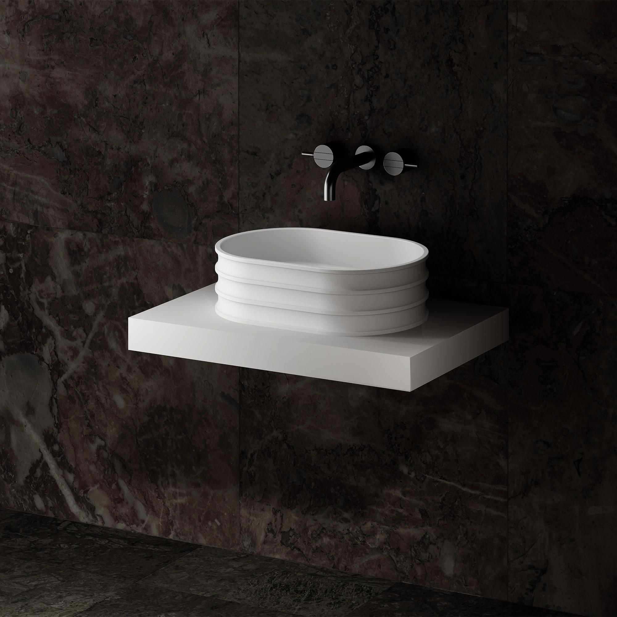 MR-A8801 Elliptical Solid Surface Countertop Basin | MonBlari-SideView
