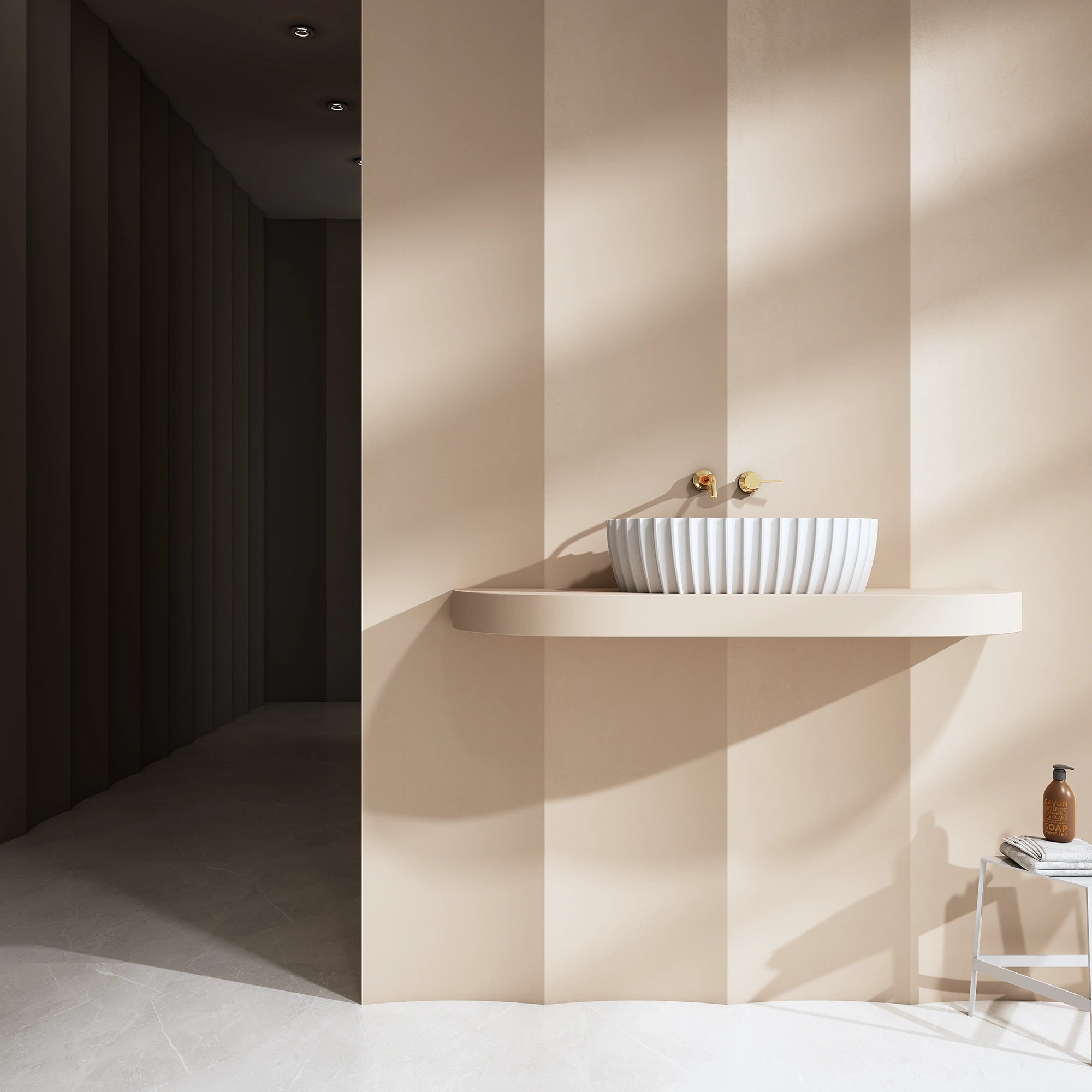 A8872 Modernes, geriffeltes ovales Waschbecken | MonBlari