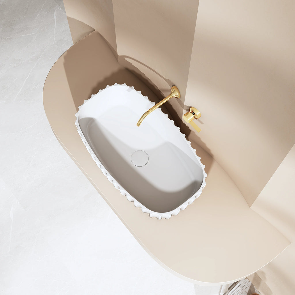A8872 Modernes, geriffeltes ovales Waschbecken | MonBlari