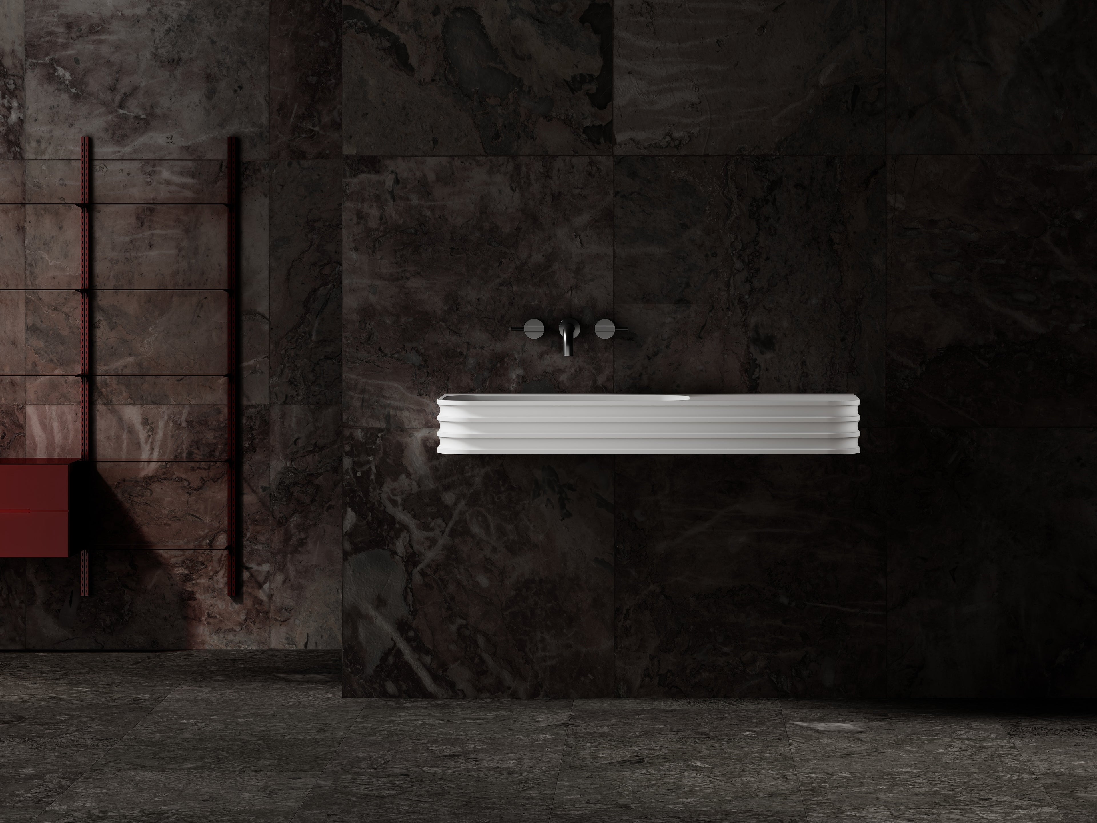 MonBlari MR-G8806-3 Solid Surface Wall-Mounted Basin