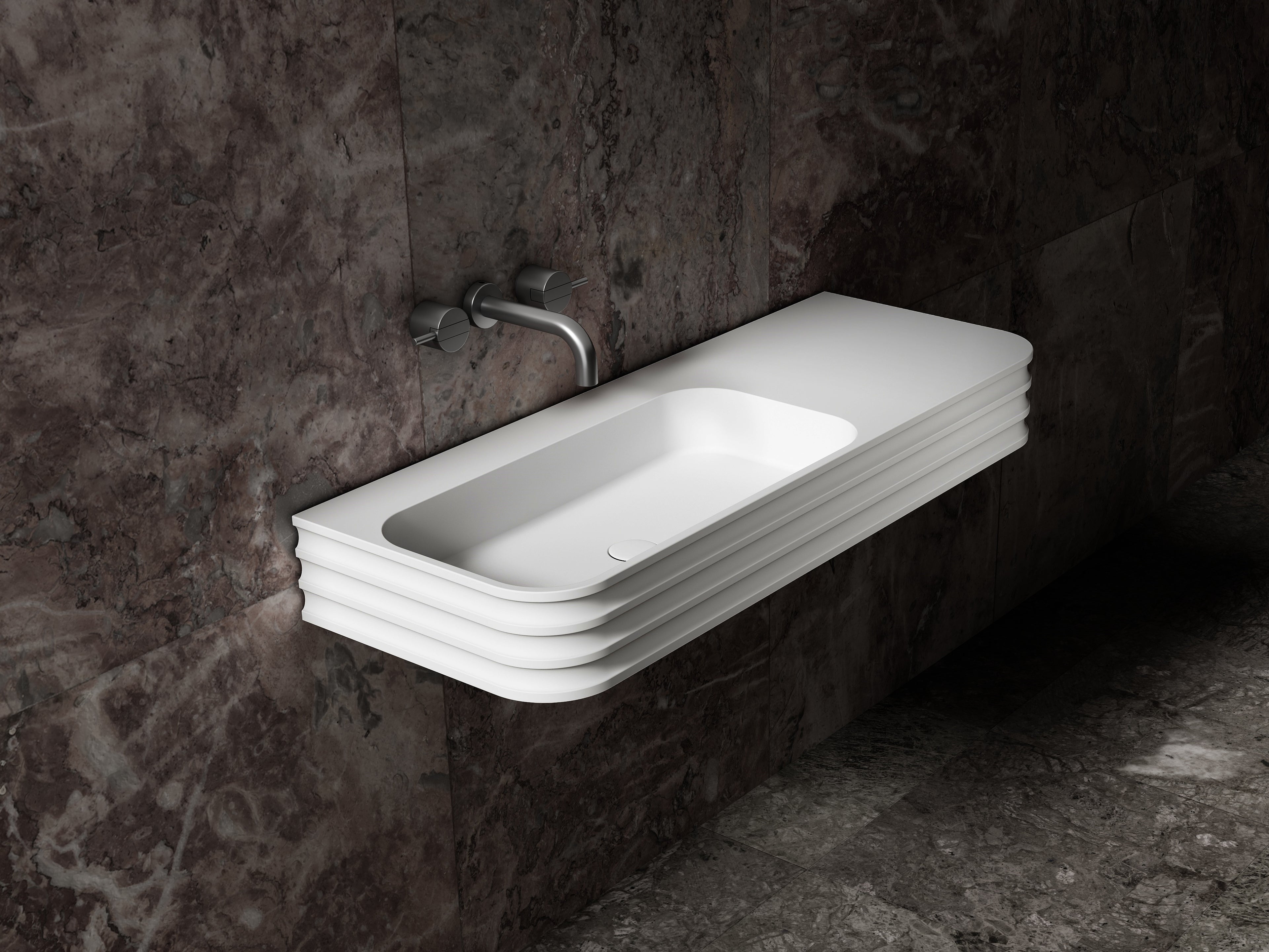 MonBlari MR-G8806-3 Solid Surface Wall-Mounted Basin
