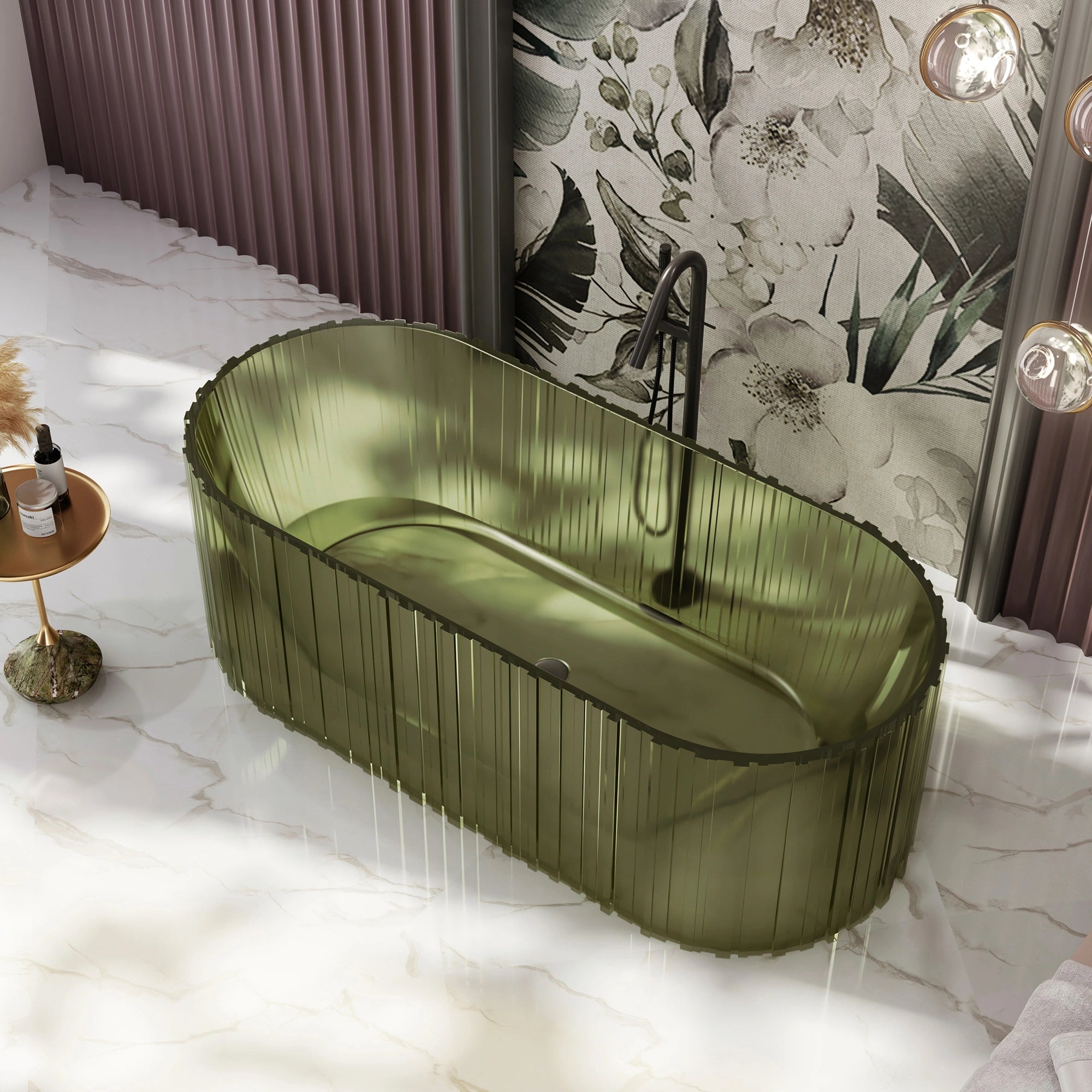 MRT88851 Geriffelte, breite ovale freistehende Badewanne | MonBlari