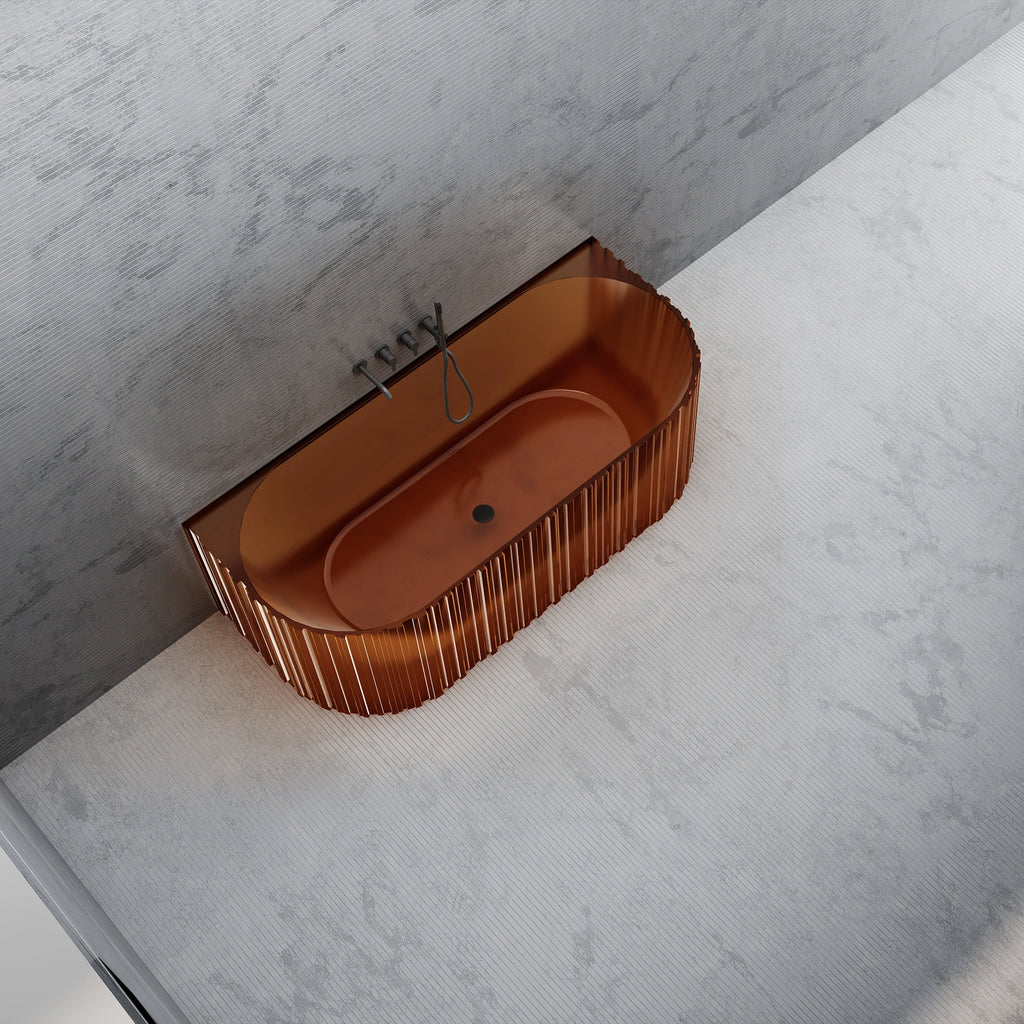 MRT88856 Geriffelte ovale Wandbadewanne | MonBlari