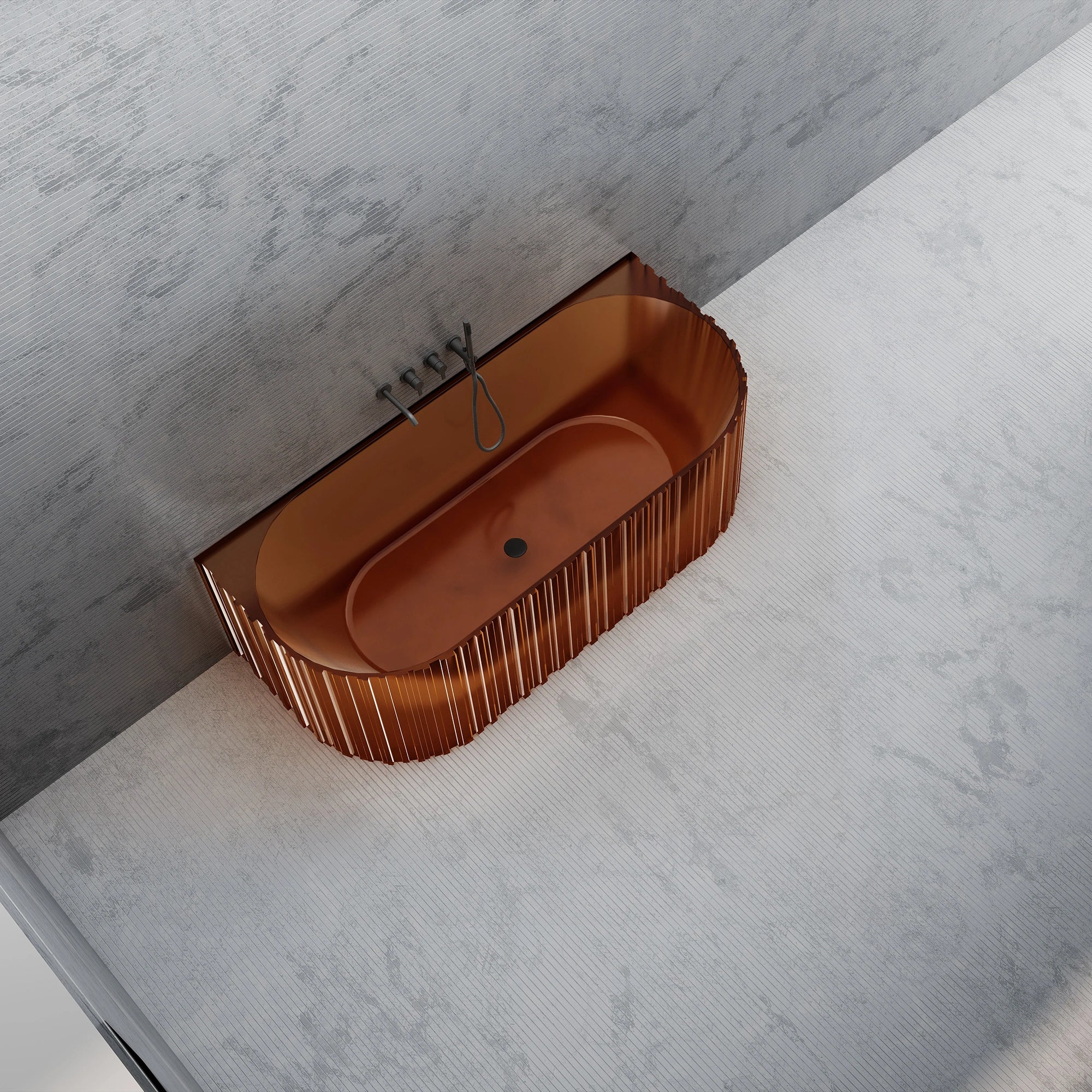 MRT88856 Geriffelte ovale Wandbadewanne | MonBlari