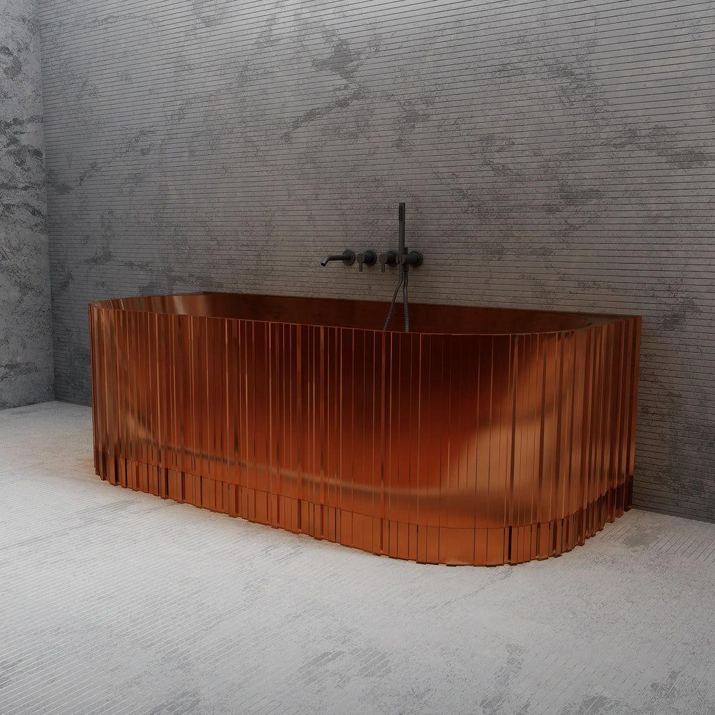 MRT88856 Geriffelte ovale Wandbadewanne | MonBlari