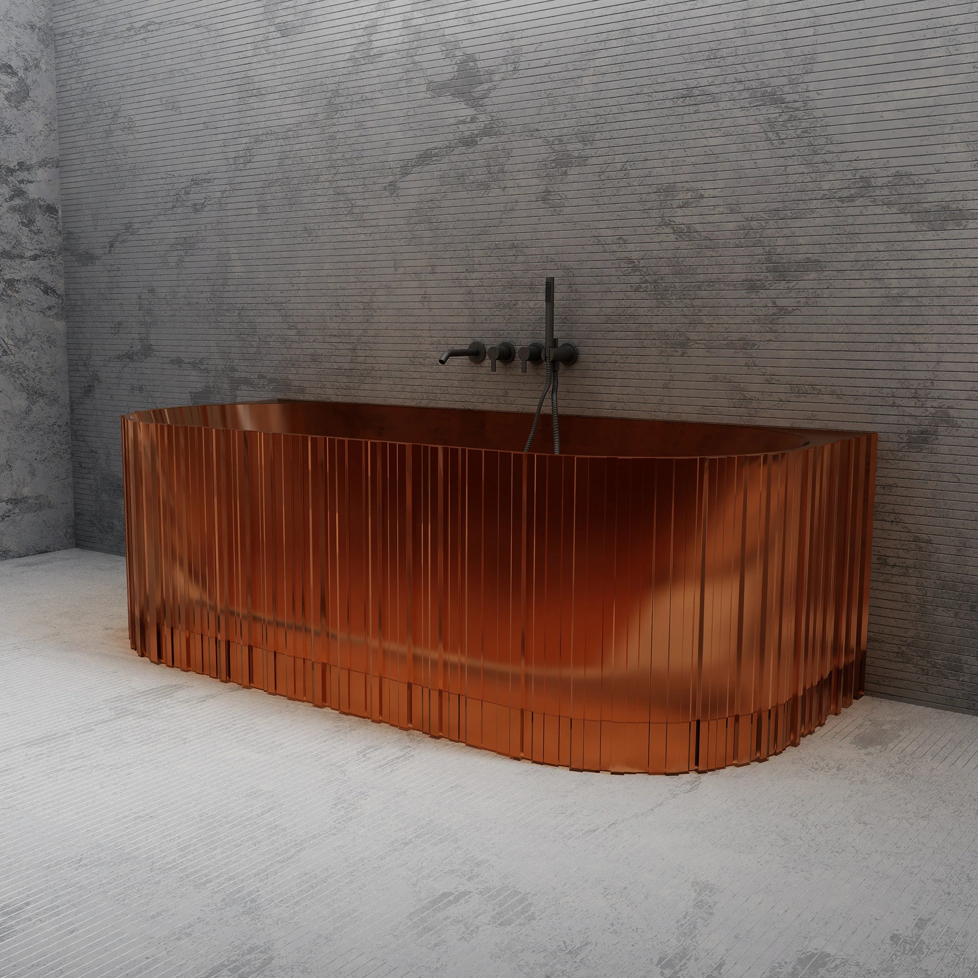 MRT88856 Geriffelte ovale Wandbadewanne | MonBlari