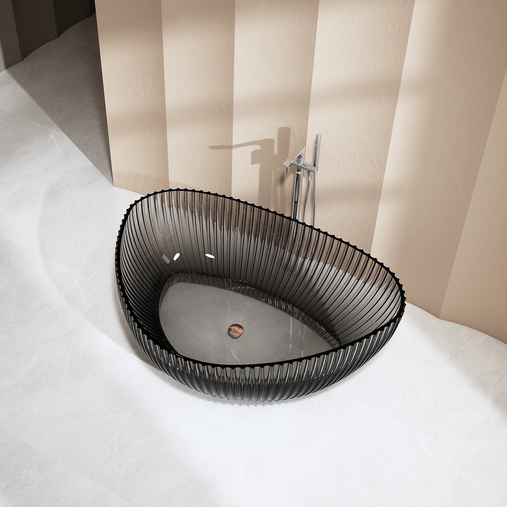 MRT88870 Abgerundete, dreieckige Badewanne mit Rillen | MonBlari