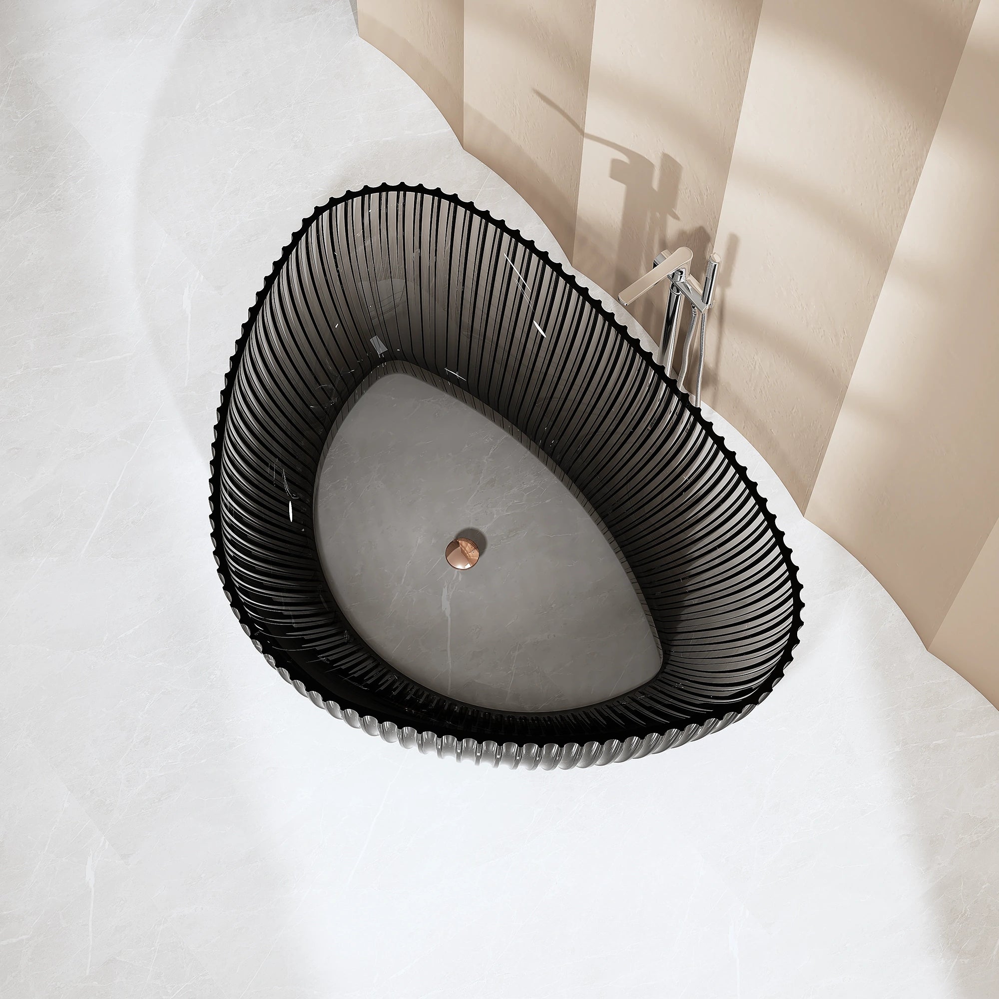 MRT88870 Abgerundete, dreieckige Badewanne mit Rillen | MonBlari