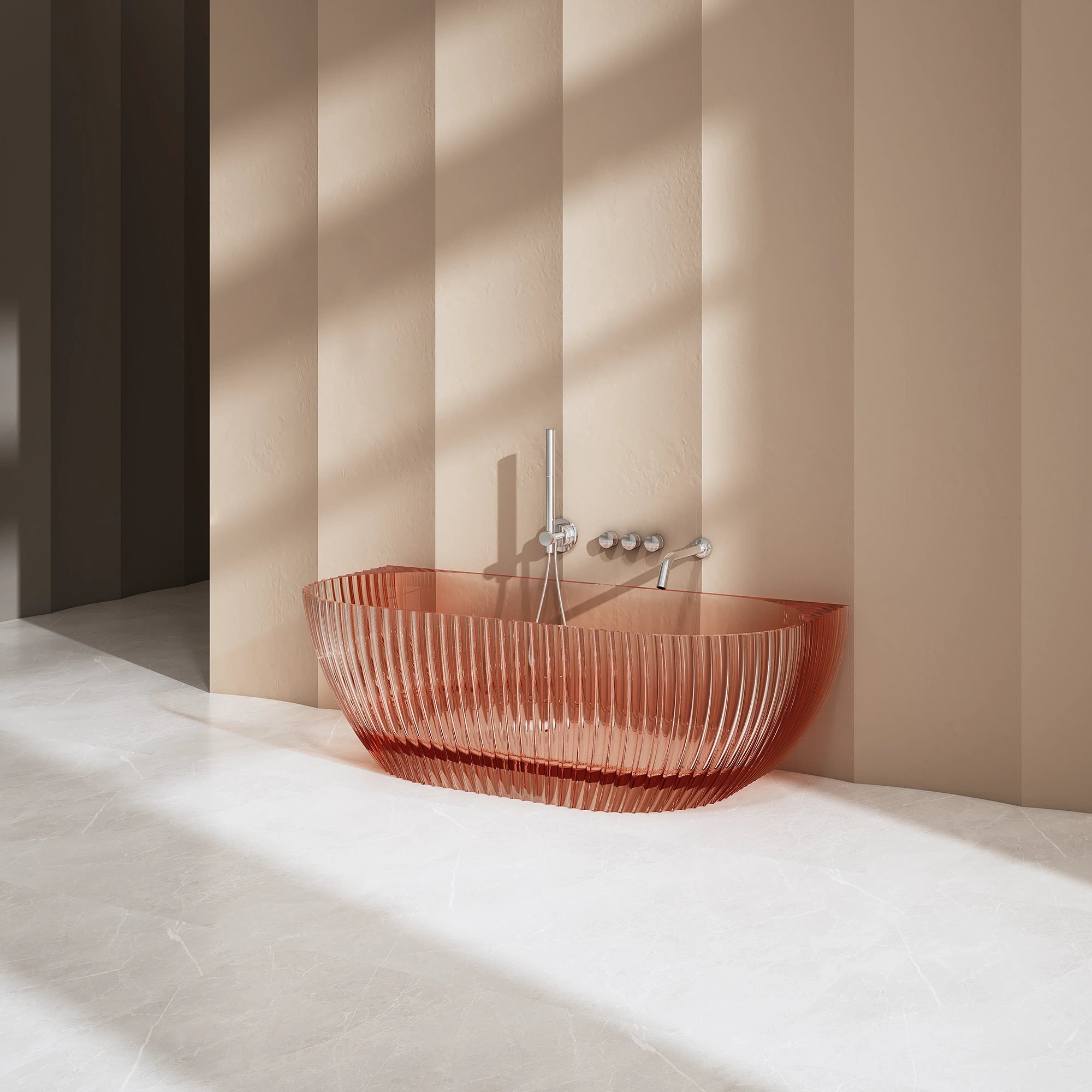 MRT88876 Geriffelte ovale Wandbadewanne | MonBlari