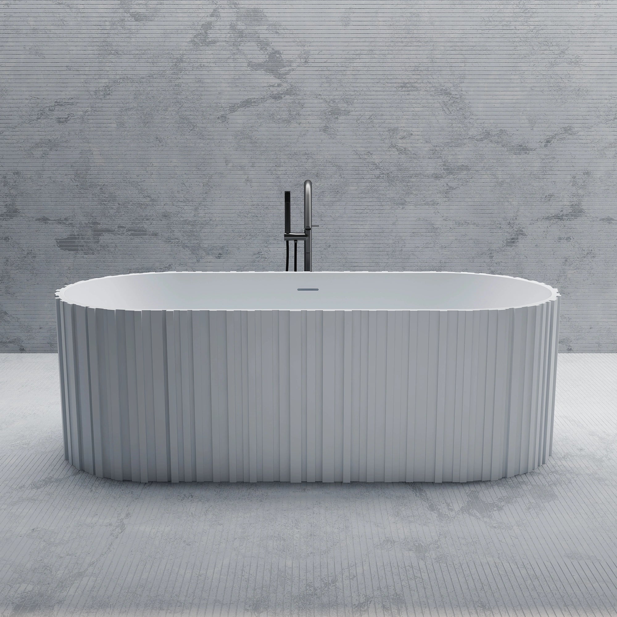 MR88851 Fluted Oval Freestanding Bath | MonBlari Front View Close-up