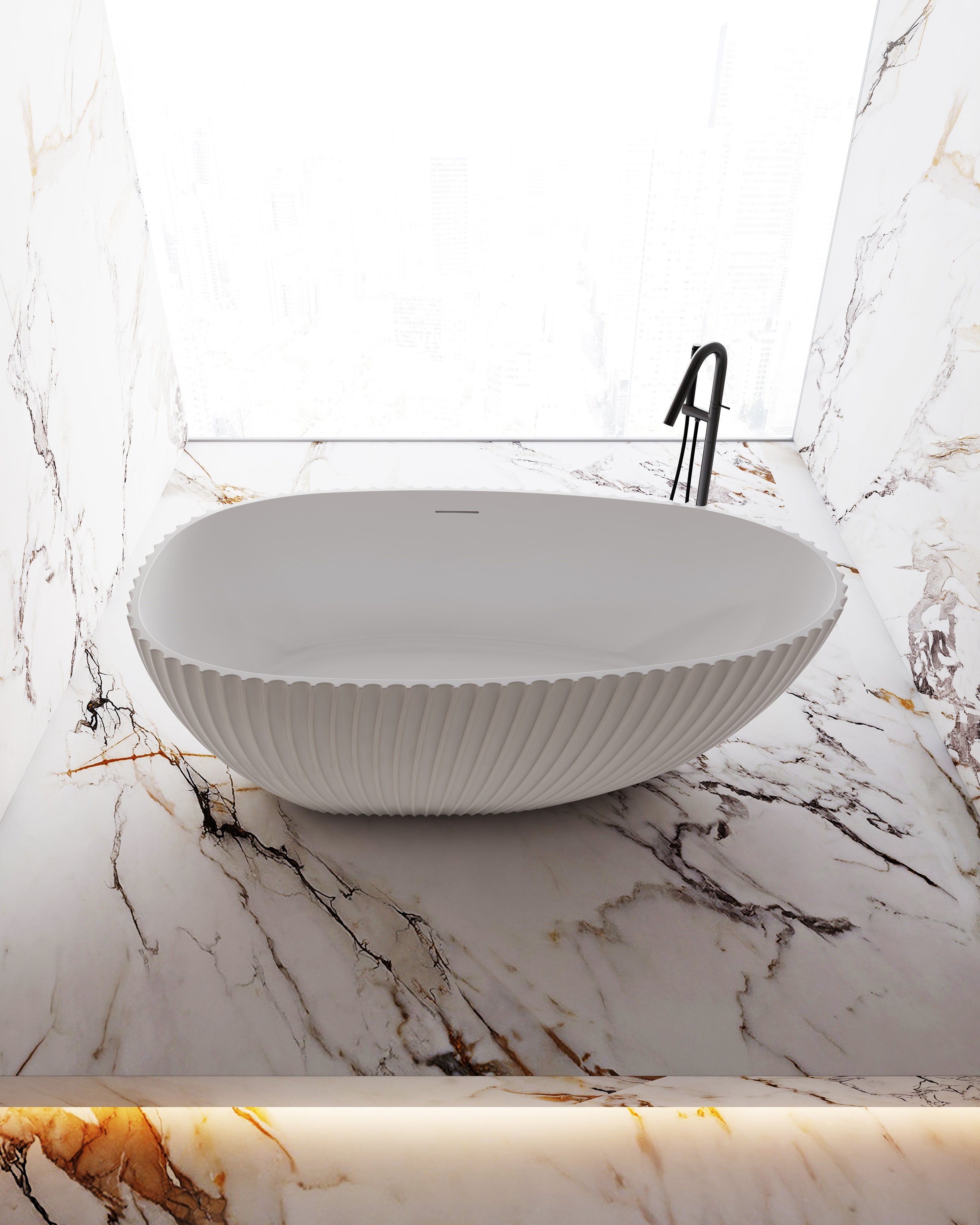 MonBlari MY-66615 Freestanding Bath Front Top View Close-up