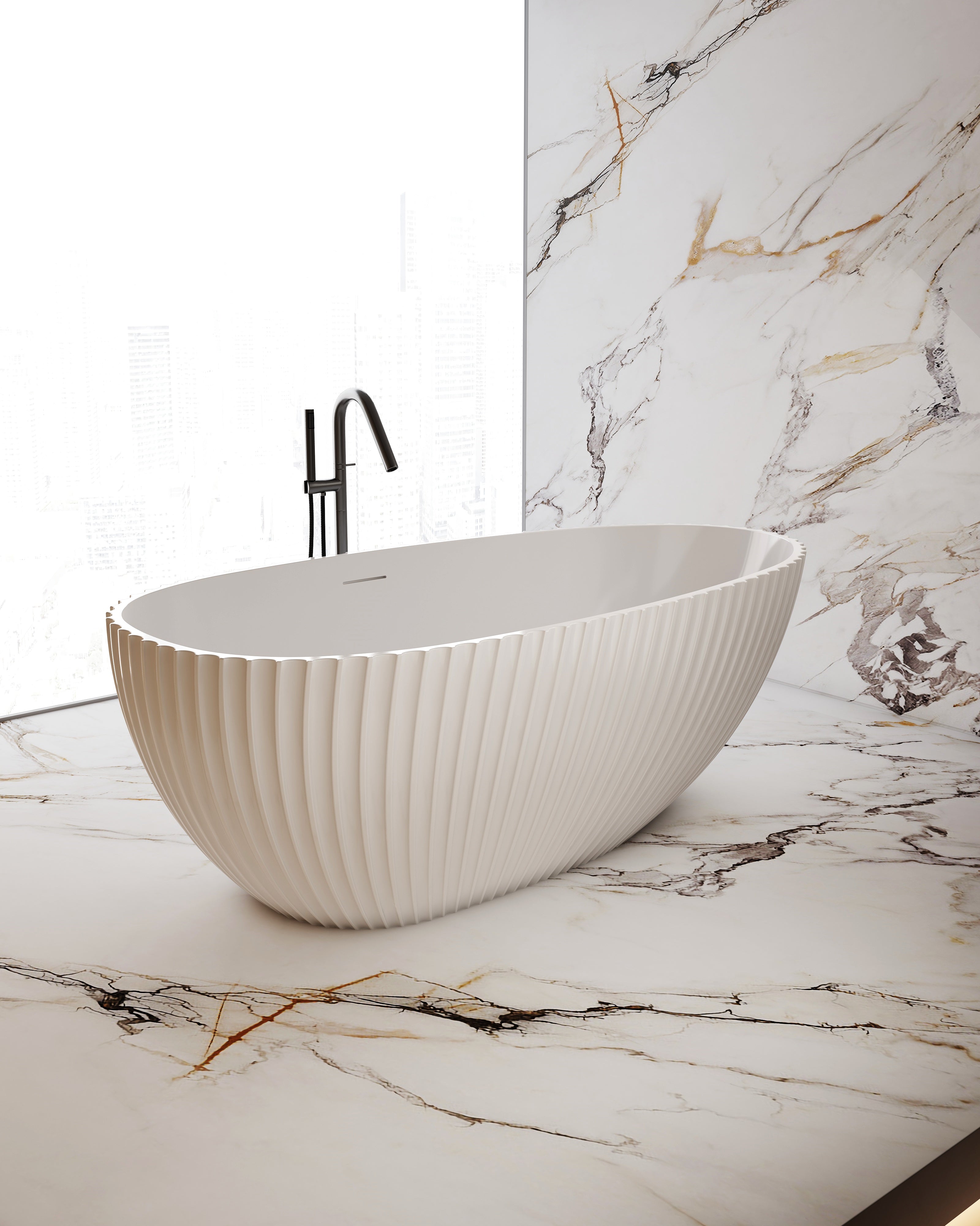 MonBlari MY-66615 Freestanding Bath Left Side View