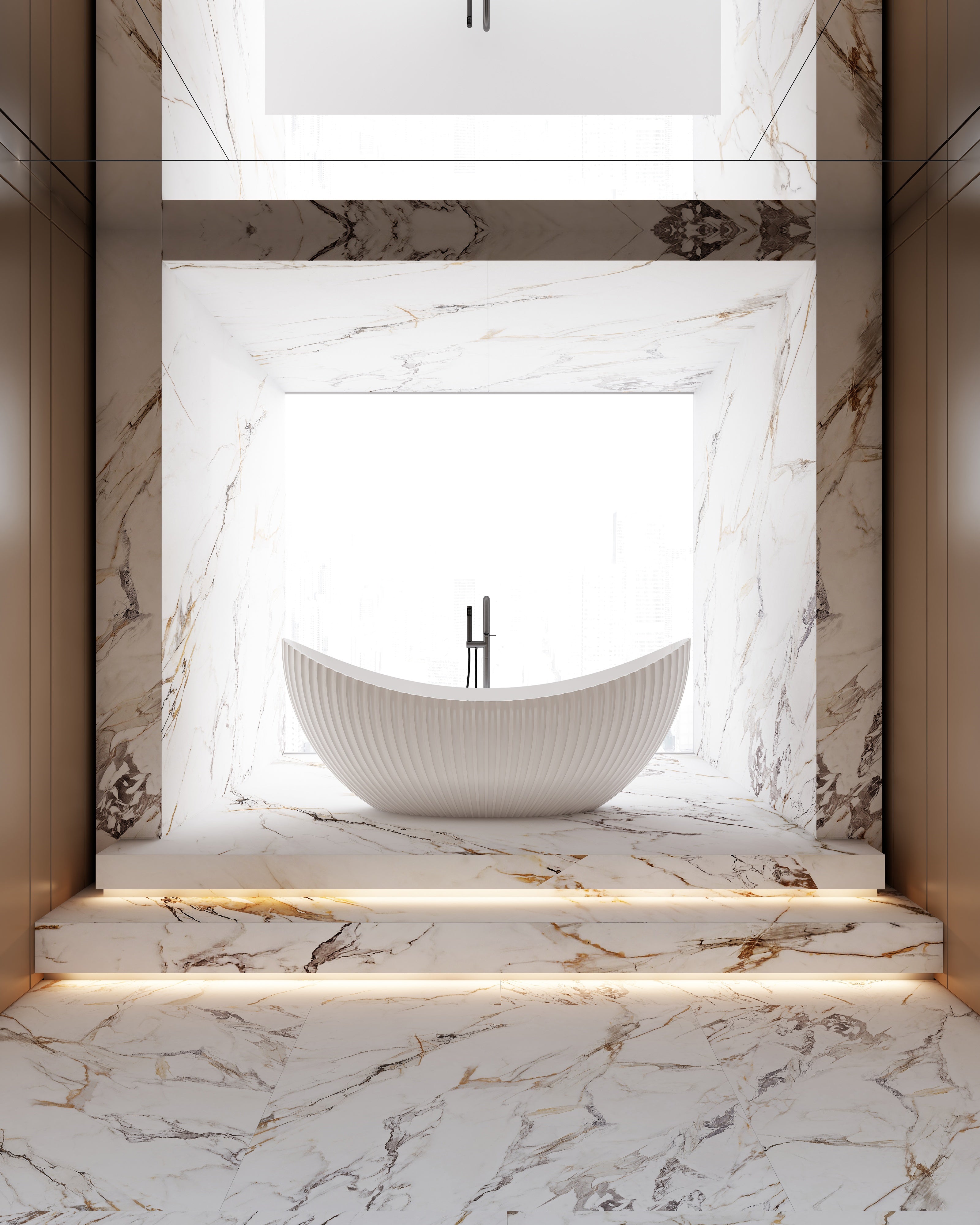 MonBlari MY‑66618 Crescent-Shaped Freestanding Bath