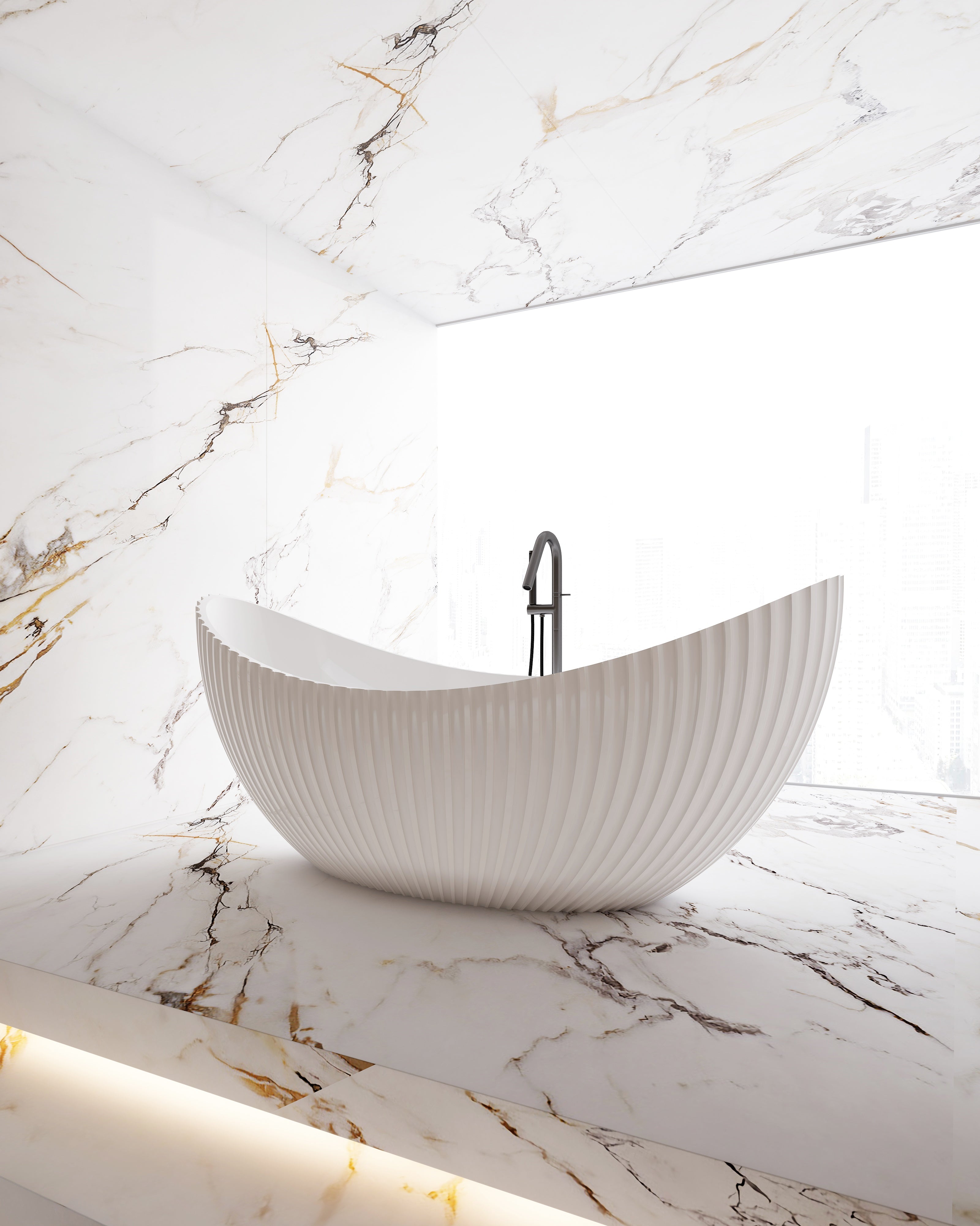 MonBlari MY‑66618 Crescent-Shaped Freestanding Bath