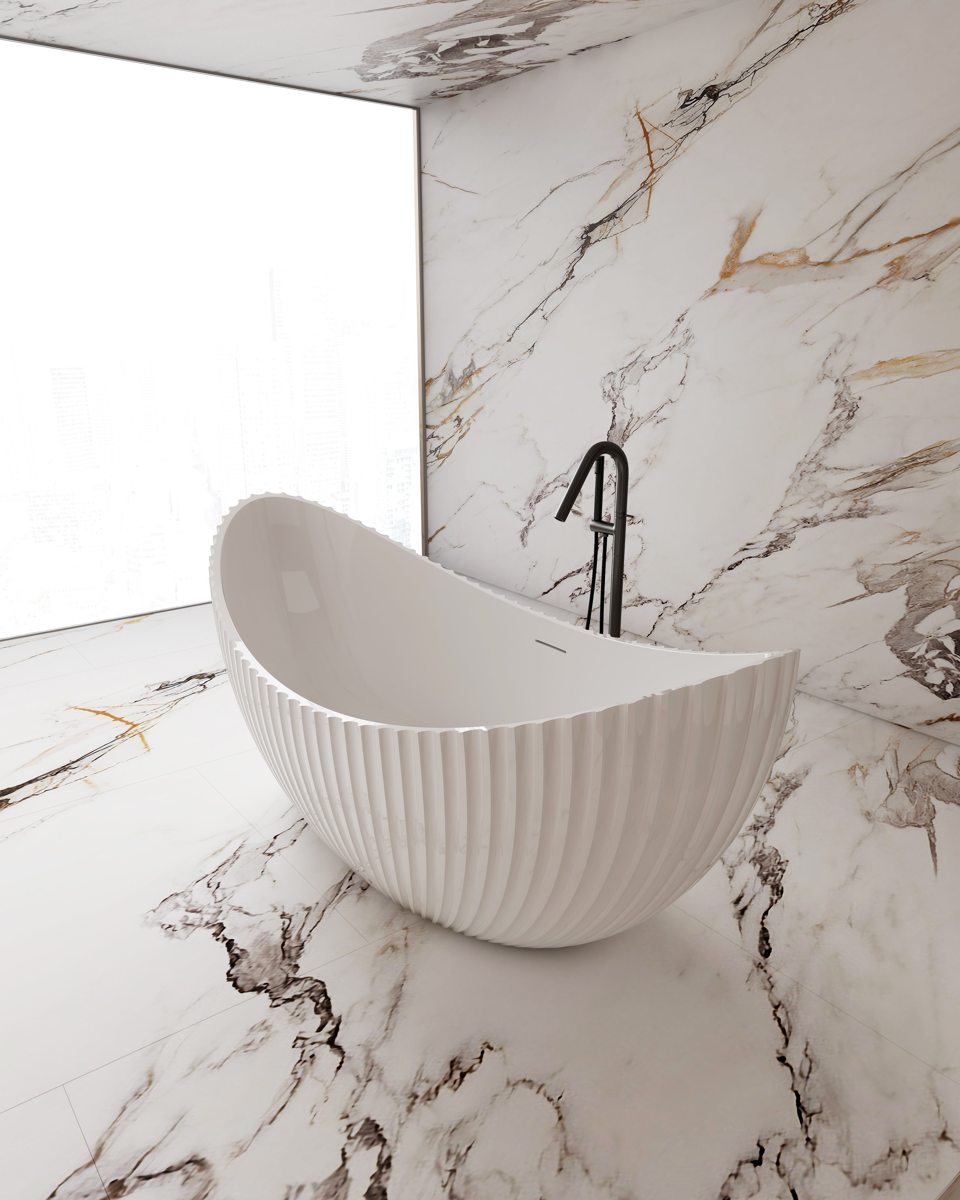 MonBlari MY‑66618 Crescent-Shaped Freestanding Bath
