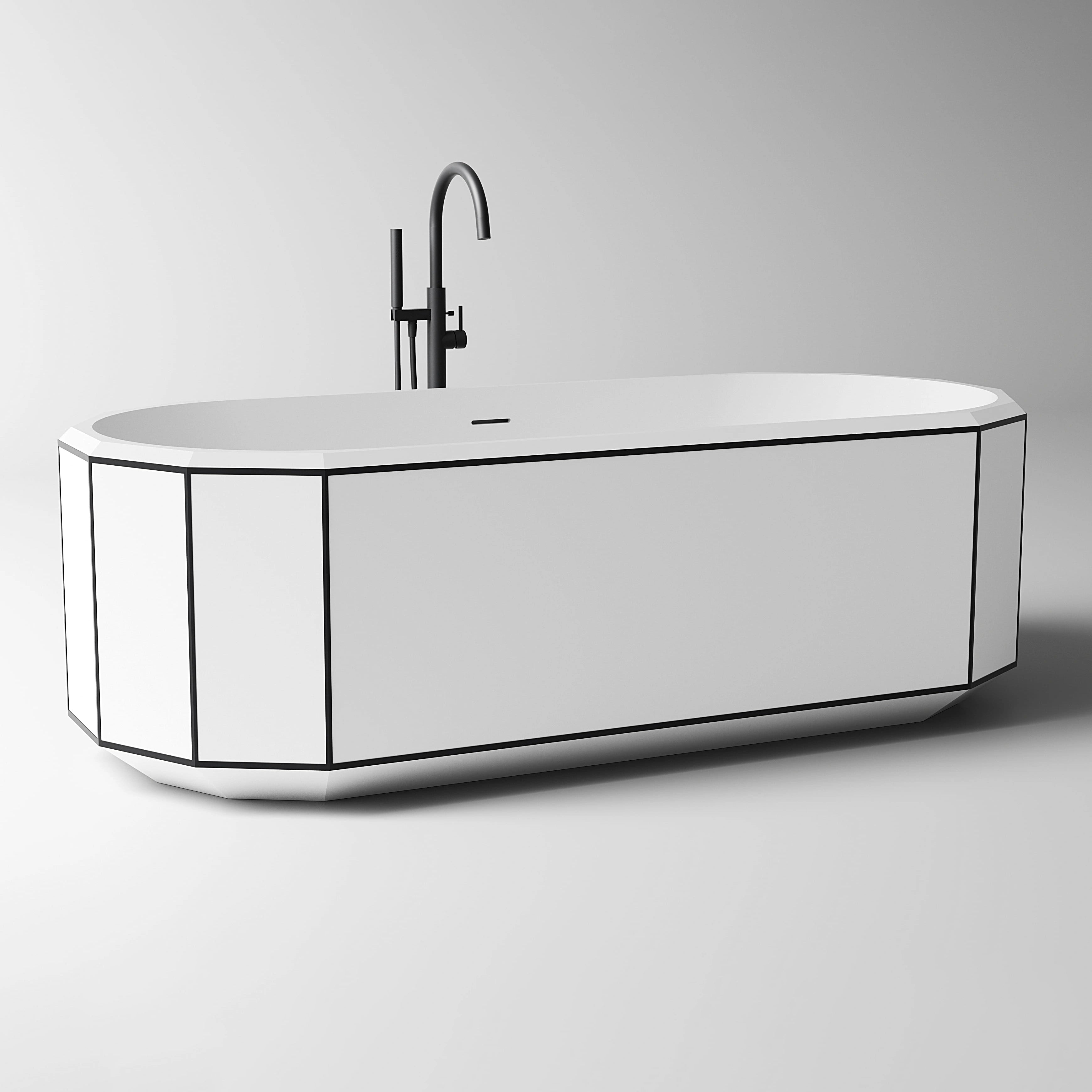 MonBlariBERYLSeriesBathWithBlackRimDiagonalViewPanorama-1700x750x550mm