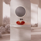 MonBlariFLOWERSeriesPetal-ShapedBathroomBasinFrontViewPanorama-WineAmber-450x450x190mm