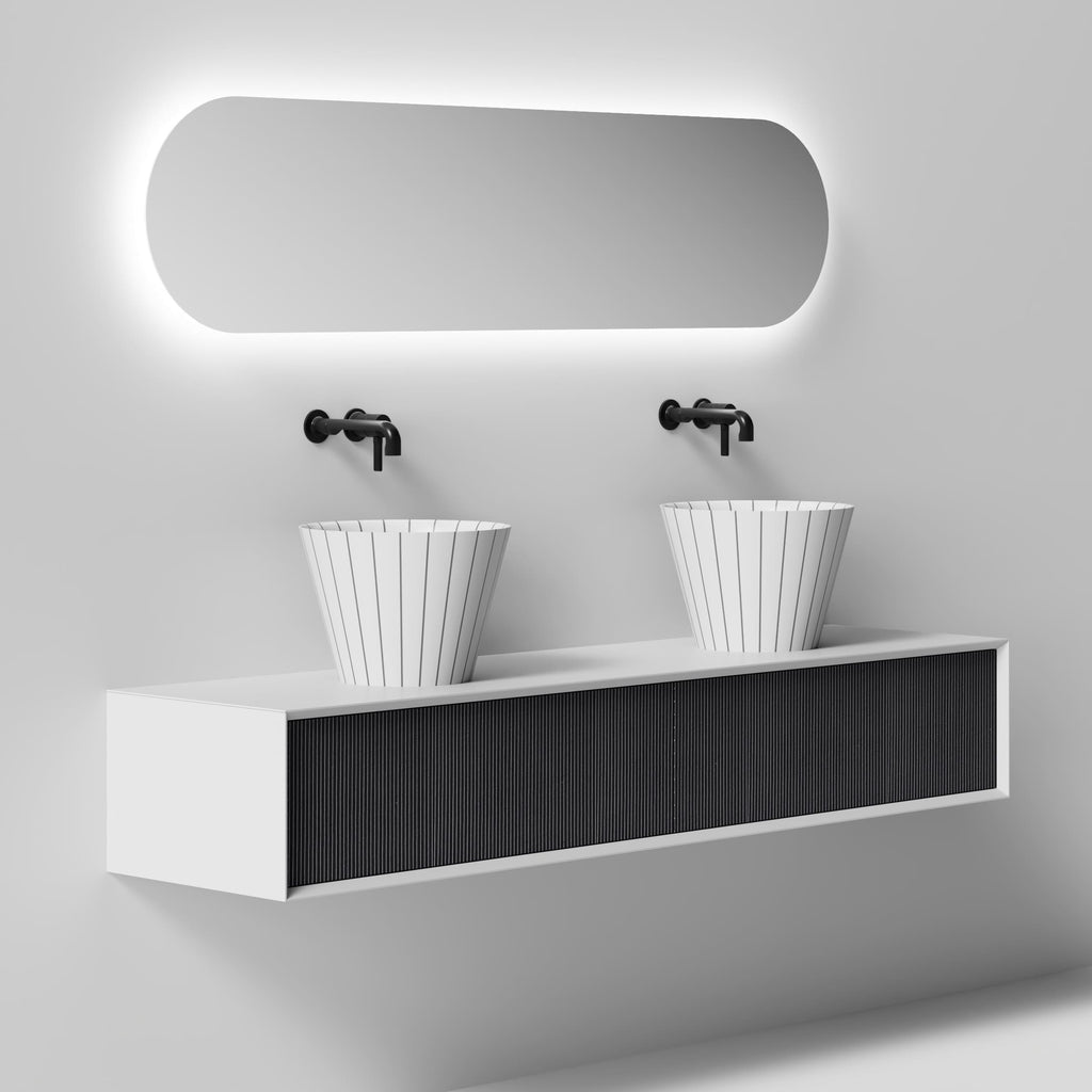 MonBlariSWINGSeriesMatteWhite_MoonstoneGreyBathroomCabinetSetSideViewPanorama