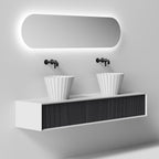 MonBlariSWINGSeriesMatteWhite_MoonstoneGreyBathroomCabinetSetSideViewPanorama