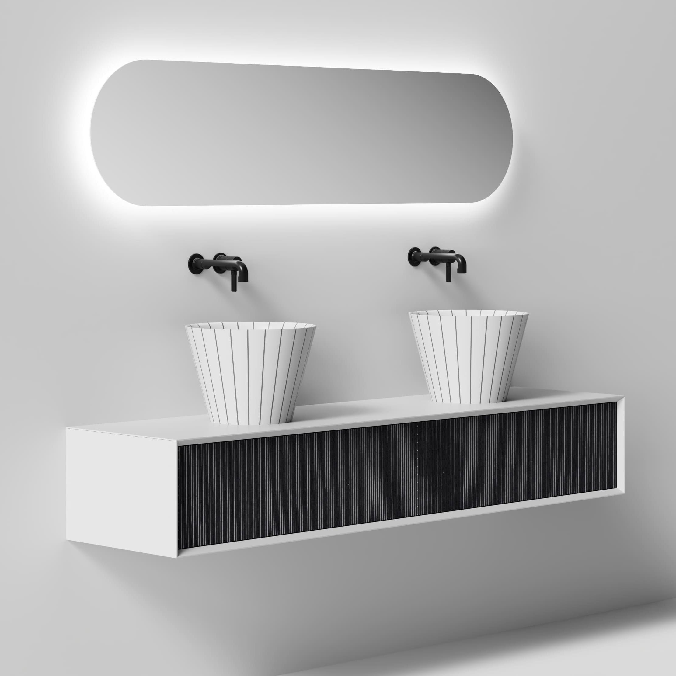 MonBlariSWINGSeriesMatteWhite_MoonstoneGreyBathroomCabinetSetSideViewPanorama