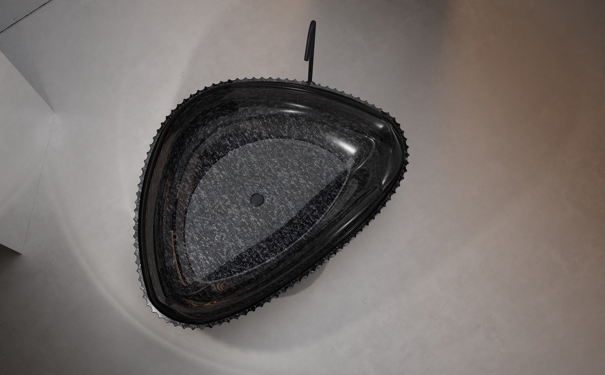 MonBlari 99910 triangle carbon fiber freestanding bath top view close-up