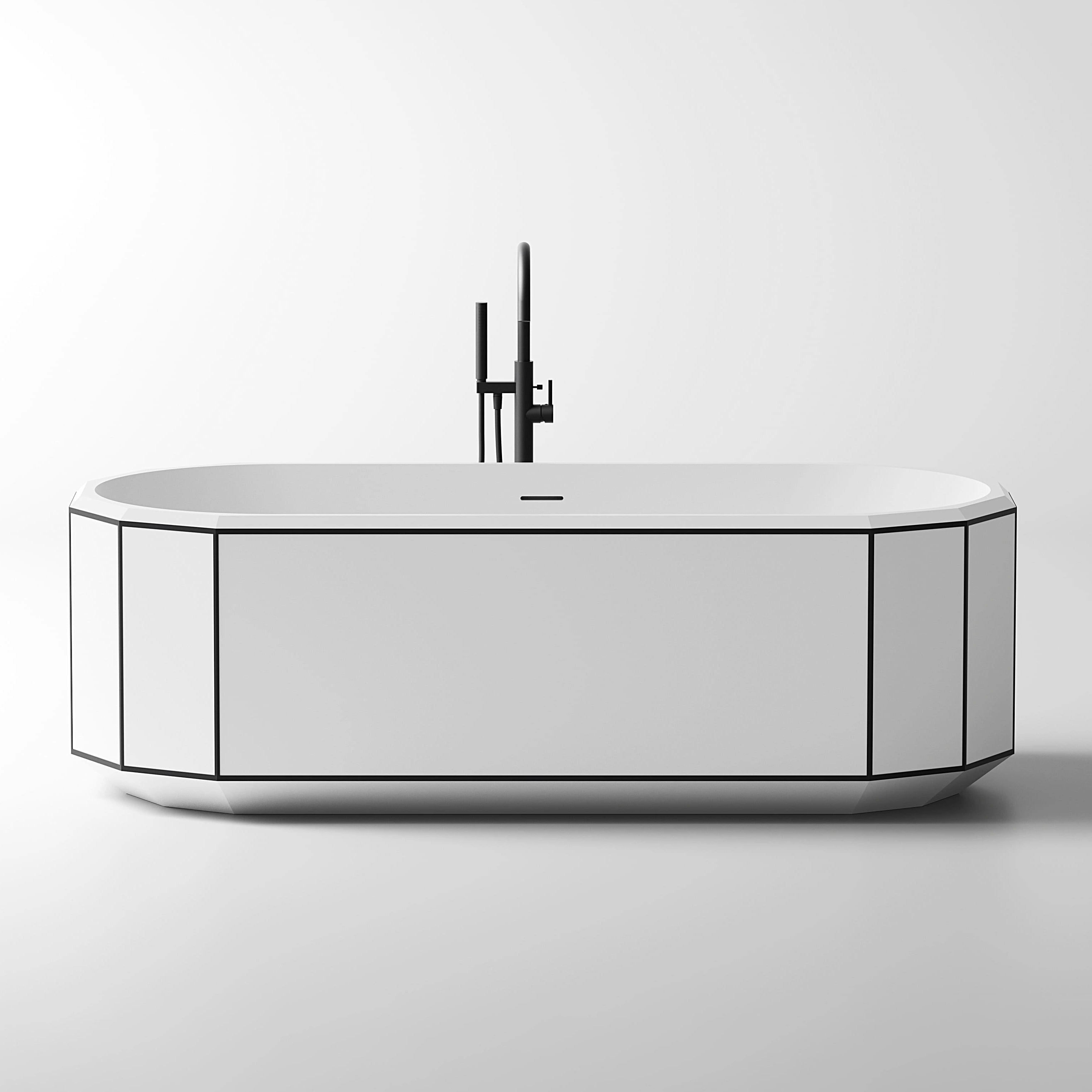 MonBlari BERYL Series Bath with Black Rim Front View Panorama-1700x750x550mm