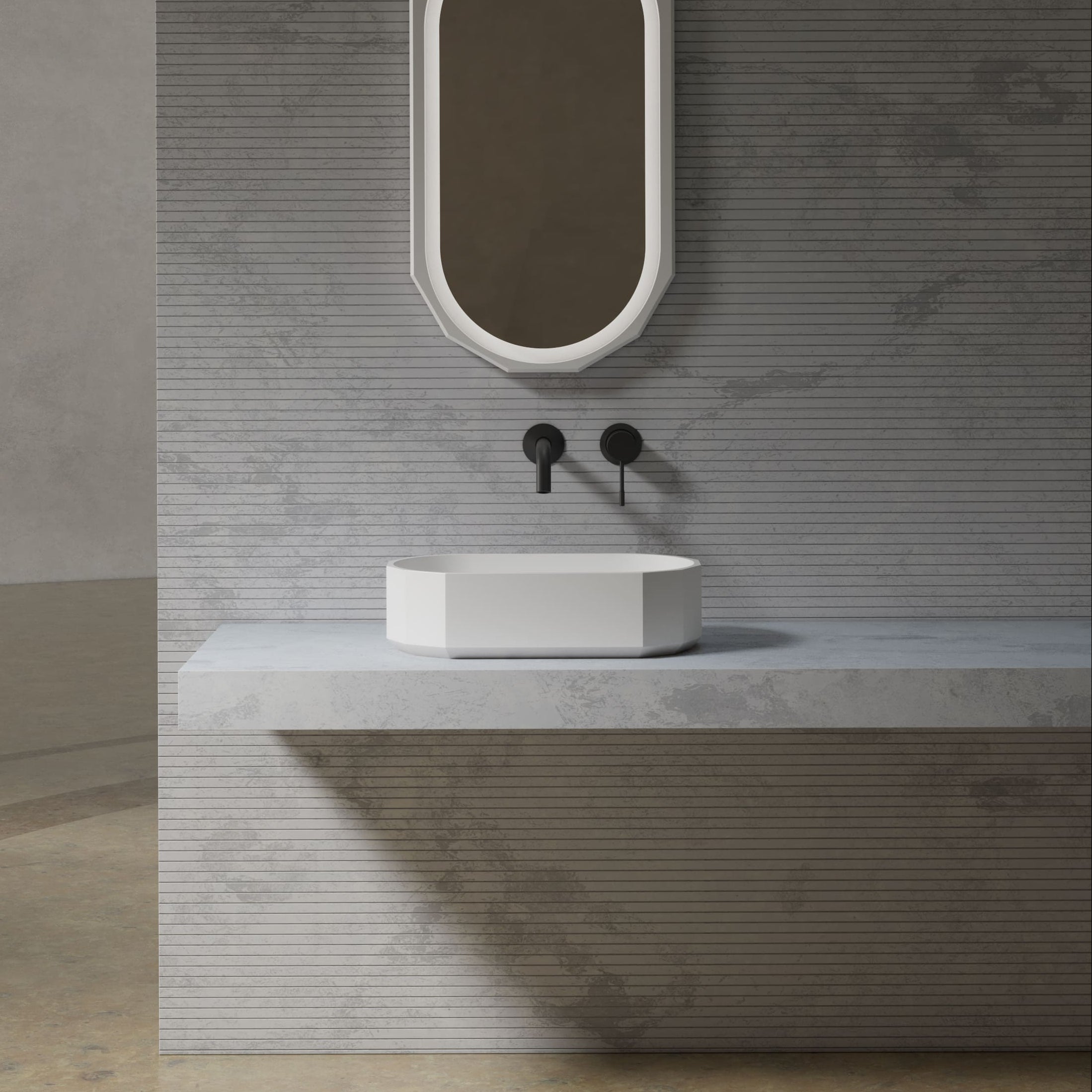MonBlari BERYL Series Countertop Basin Front View Panorama-500x320x135mm