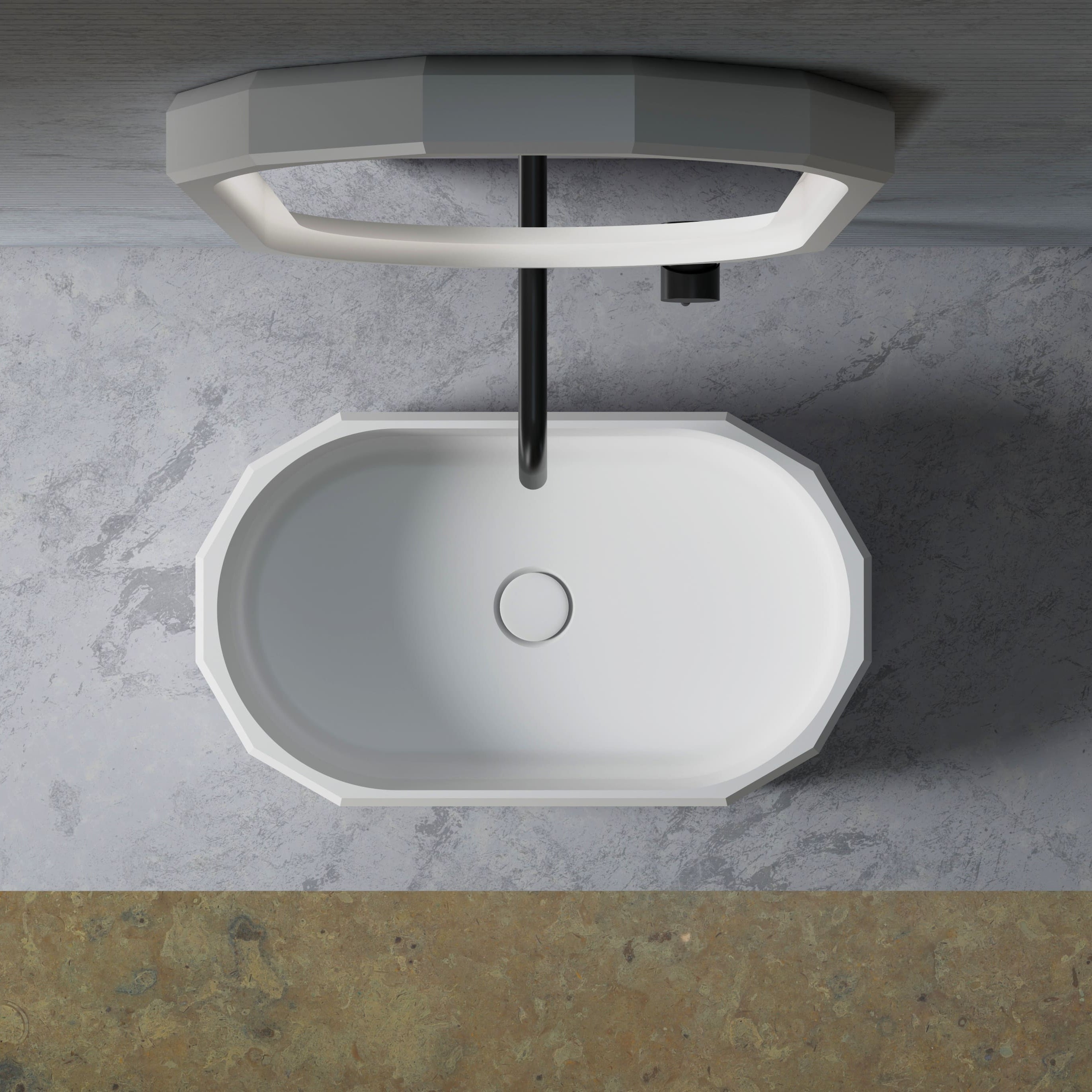 MonBlari BERYL Series Countertop Basin Top View Panorama-600x350x160mm