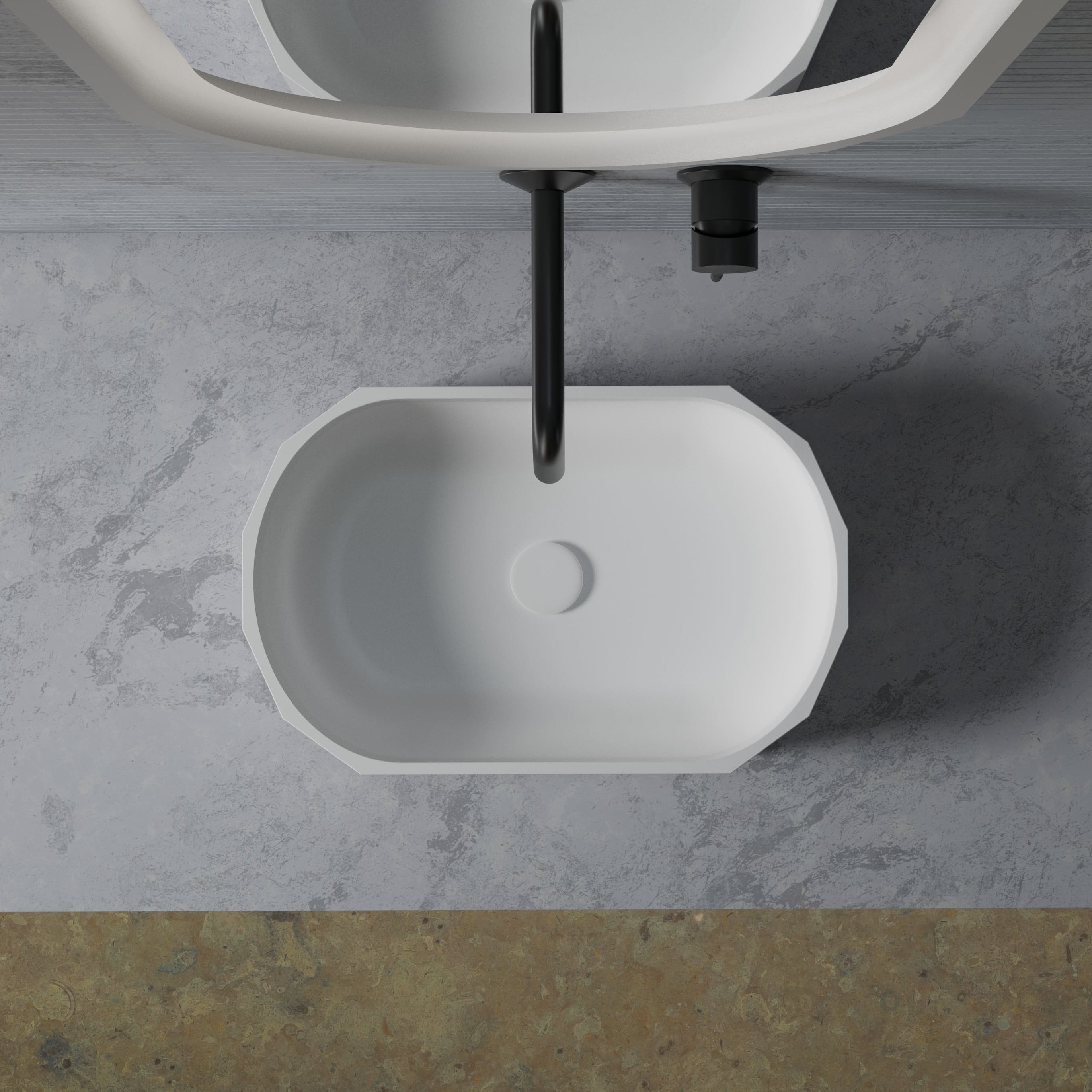 MonBlari BERYL Series Countertop Basin Top View Panorama-500x320x135mm