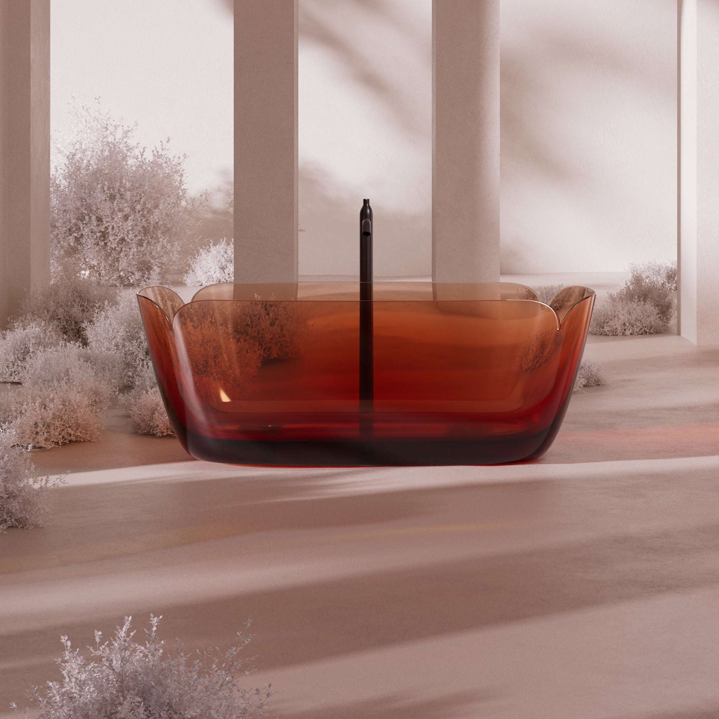 MonBlari FLOWER Series Bath Front View Panorama-Wine Amber-Scenario