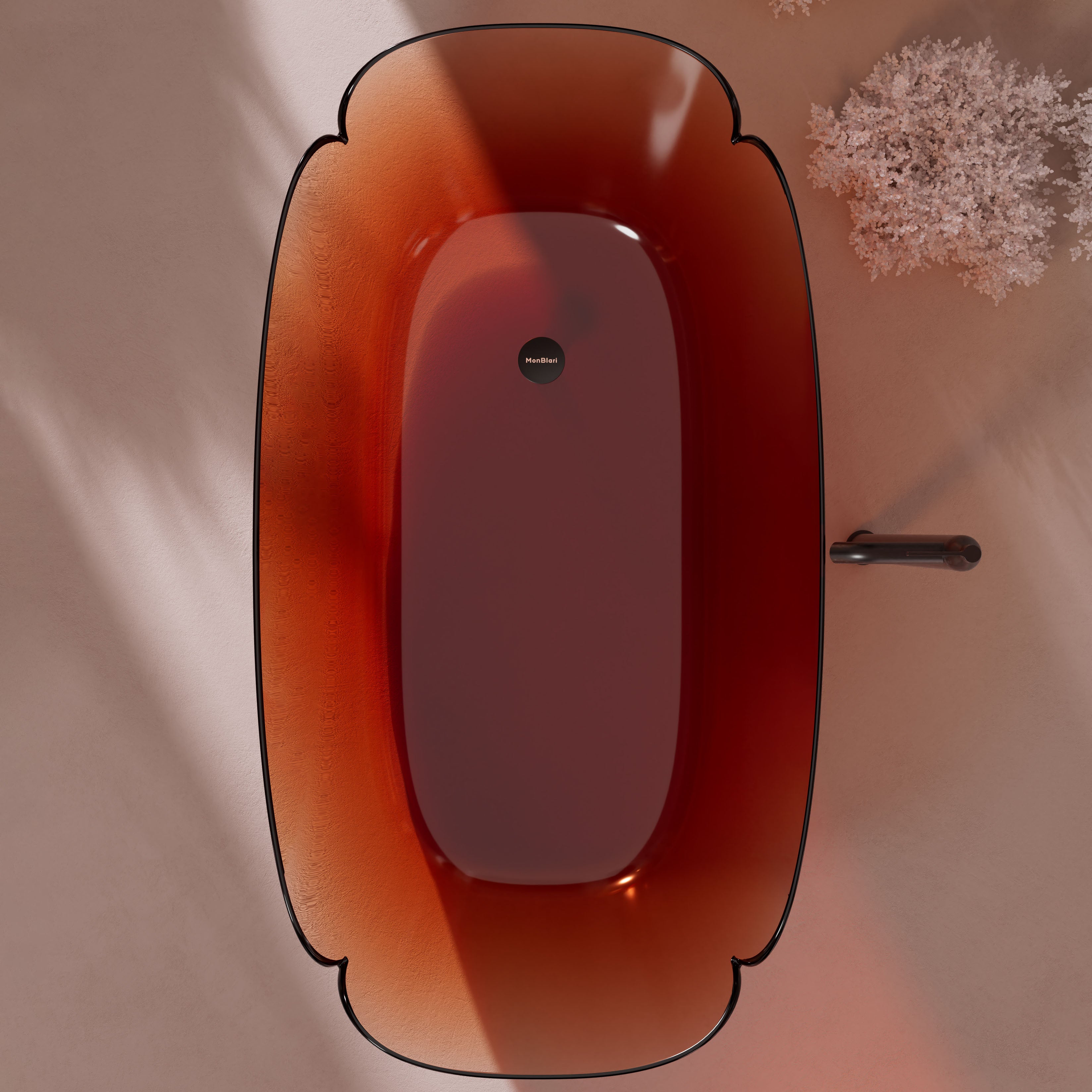 MonBlari FLOWER Series Bath Top View Panorama-Wine Amber-Scenario